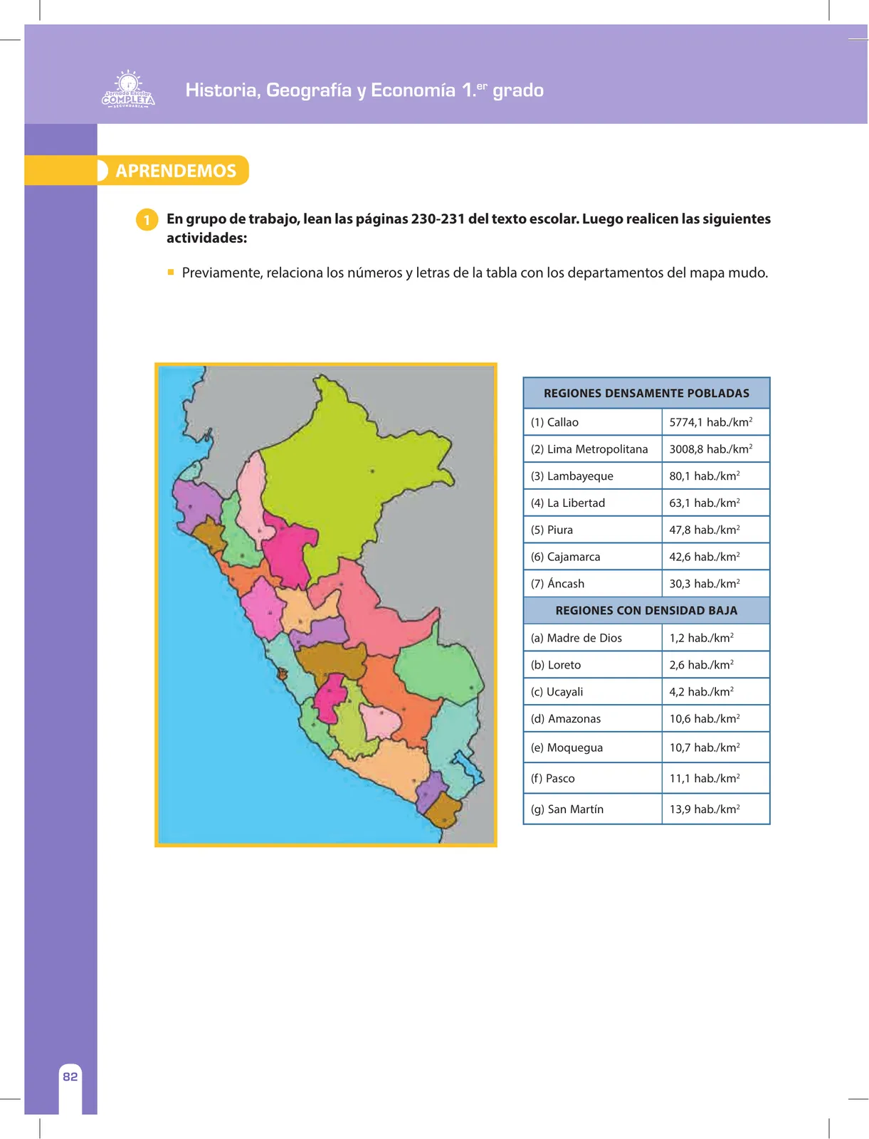 Miniatura página 82 de Historia, Geografía y Economía 1 : cuaderno de reforzamiento pedagógico - JEC · 2016