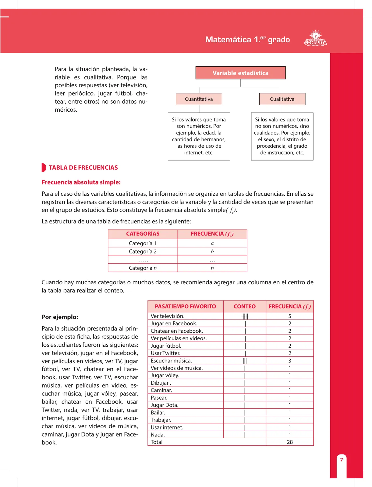 Página 7 de Matemática 1 : cuaderno de reforzamiento pedagógico - JEC · 2016