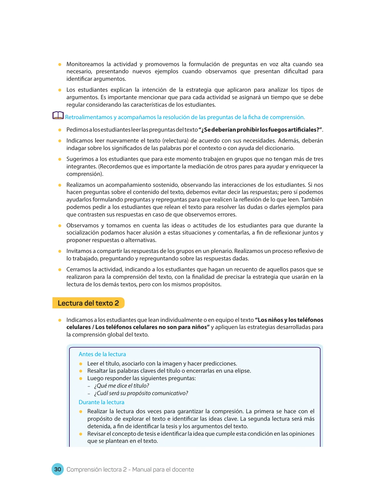 Miniatura página 32 de Comprensión lectora : manual para el docente de segundo grado de Secundaria 2018 · 2018