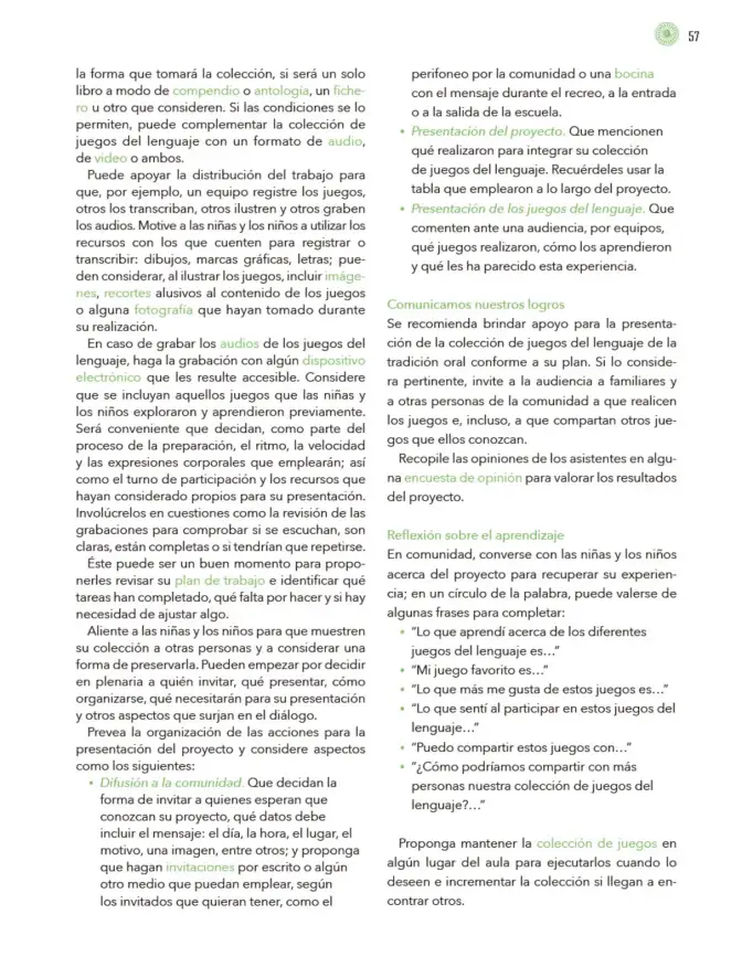 Página 58 de Modalidades de trabajo para la acción transformadora y el codiseño Libro de Educación Preescolar Grado 1°, 2°, 3° Ciclo Escolar 2025 - 2026