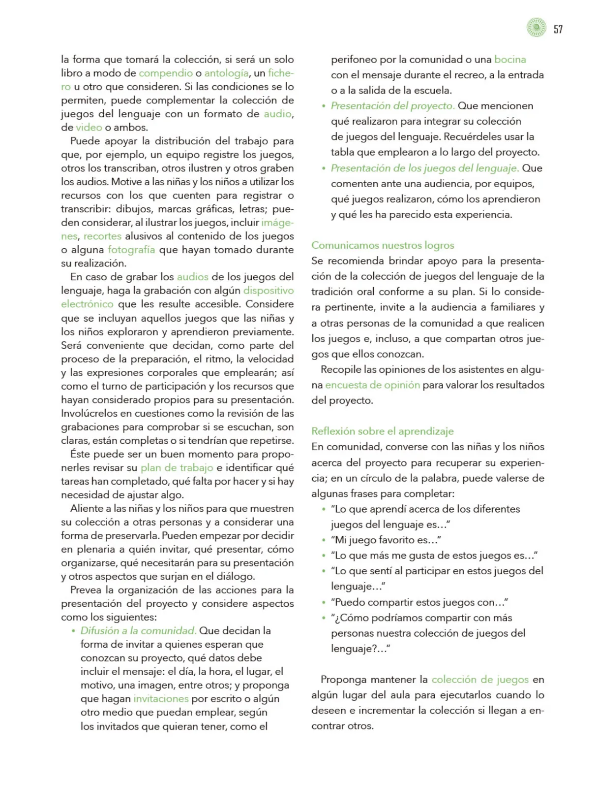 Miniatura página 58 de Modalidades de trabajo para la acción transformadora y el codiseño  Libro de Educación Preescolar Grado 1°, 2°, 3°  Ciclo Escolar 2025 - 2026