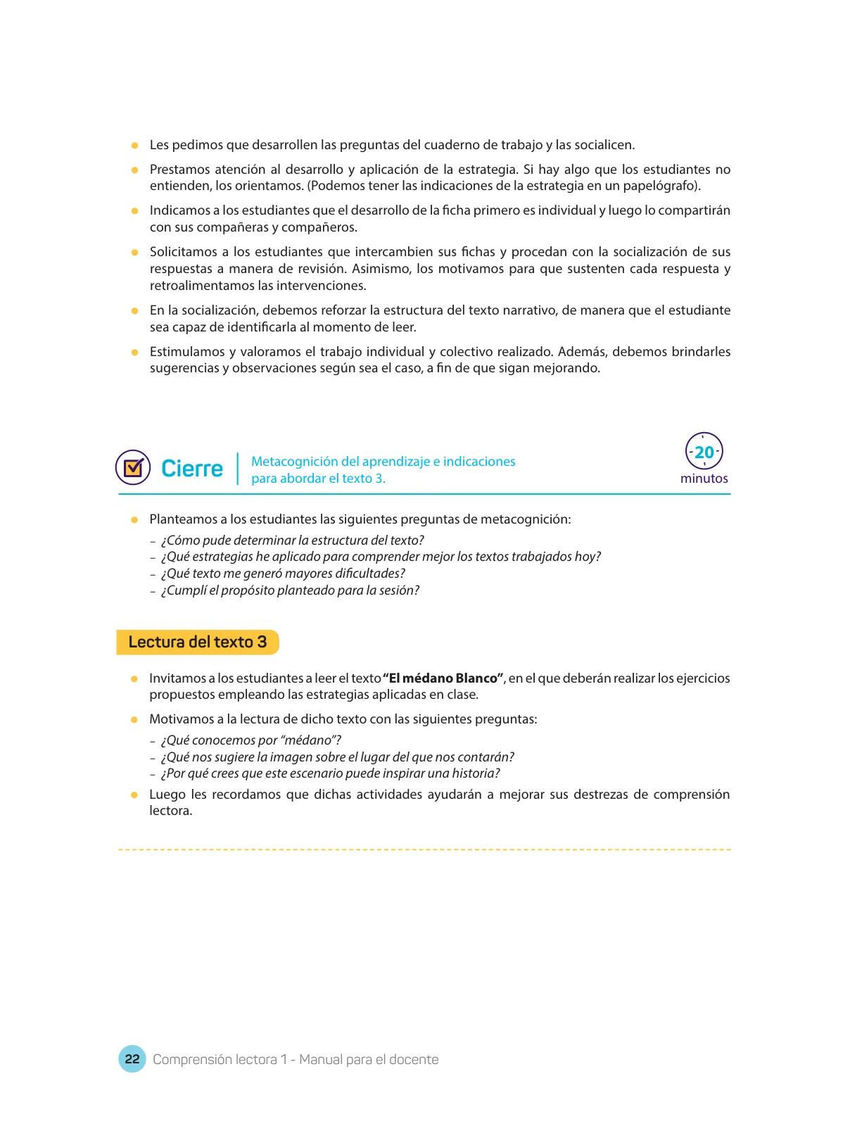 Página 24 de Comprensión lectora : manual para el docente de primer grado de Secundaria 2018 · 2018