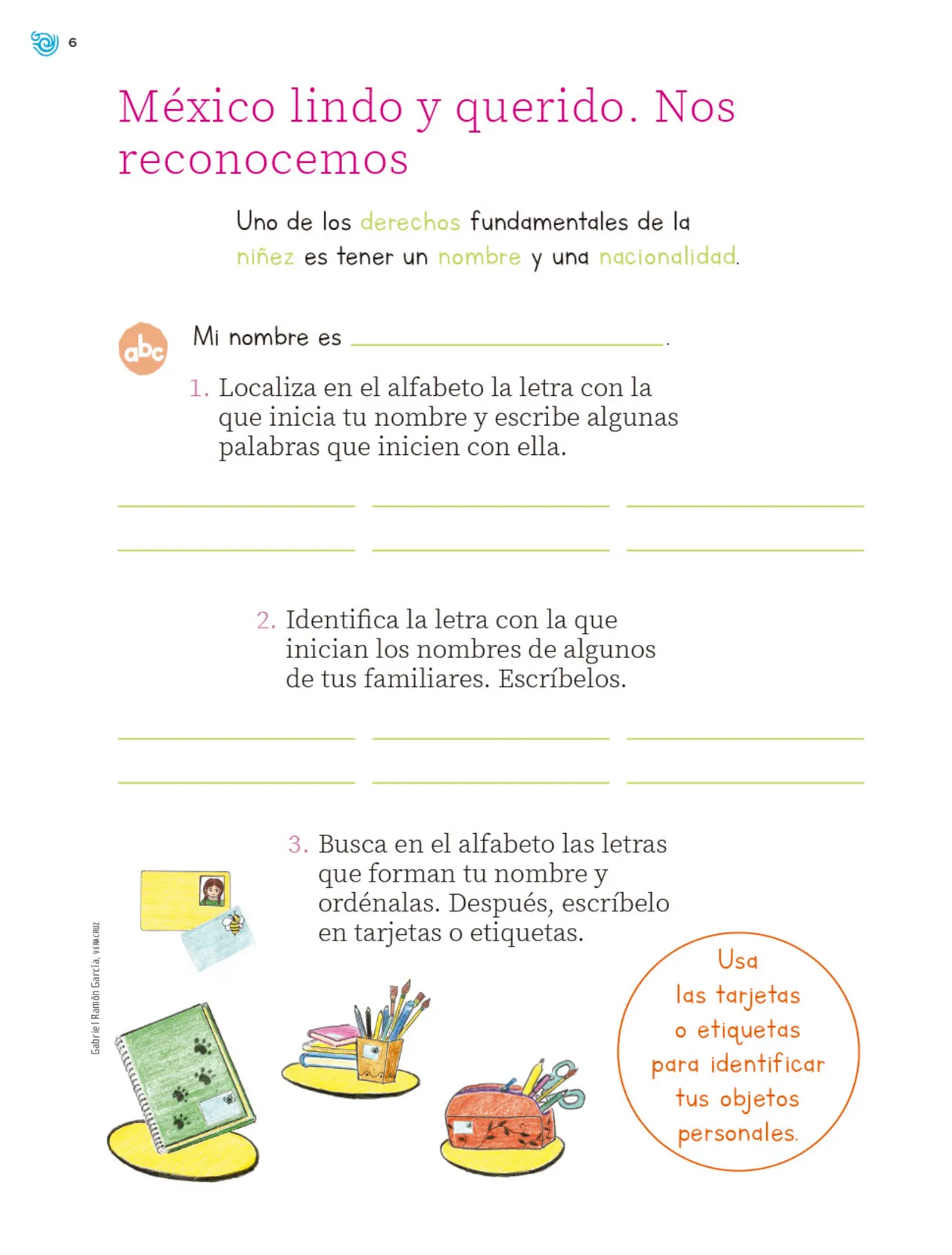Página 7 de Múltiples lenguajes. Trazos y palabras. Libro de Educación Primaria Grado 1° Ciclo Escolar 2025 - 2026