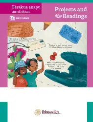 Página de Uérakua anapu uantakua. Projects and Readings.  Libro de Educación Telesecundaria Grado 1°  Ciclo Escolar 2025 - 2026