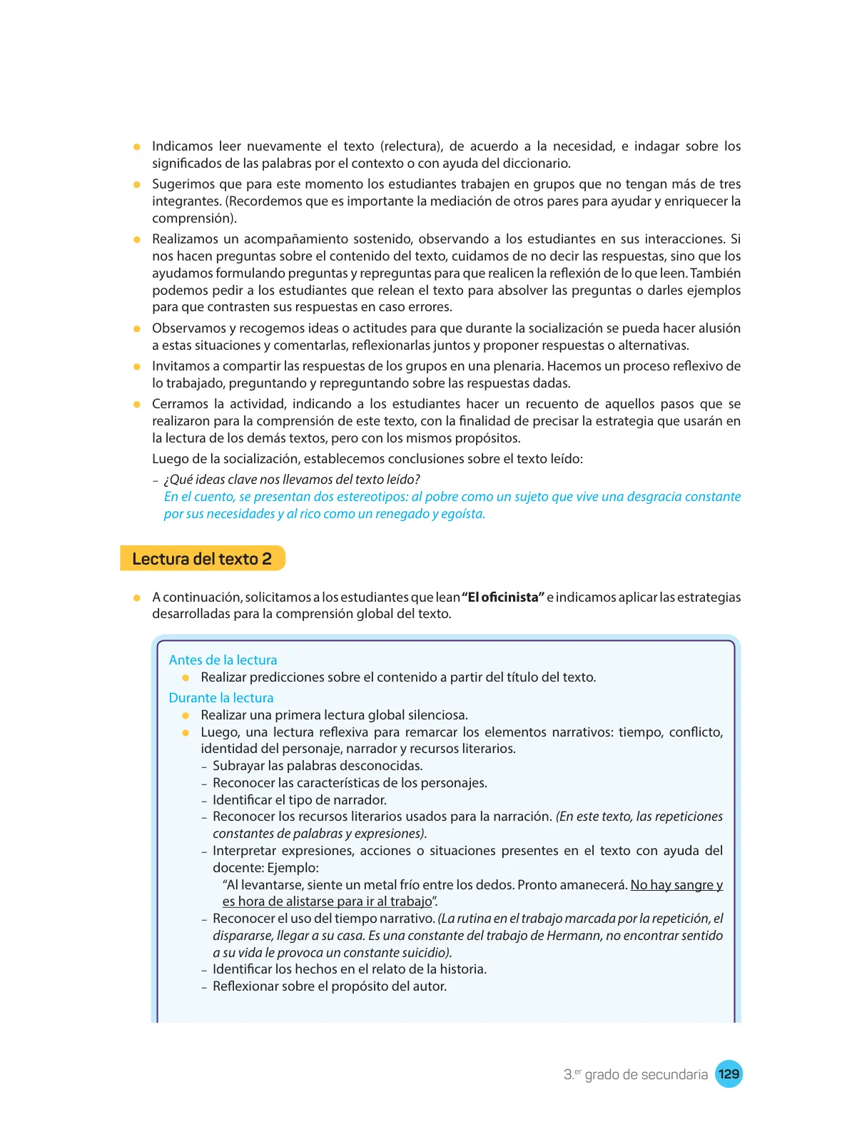 Página 131 de Comprensión lectora : manual para el docente de tercer grado de Secundaria 2018 · 2018