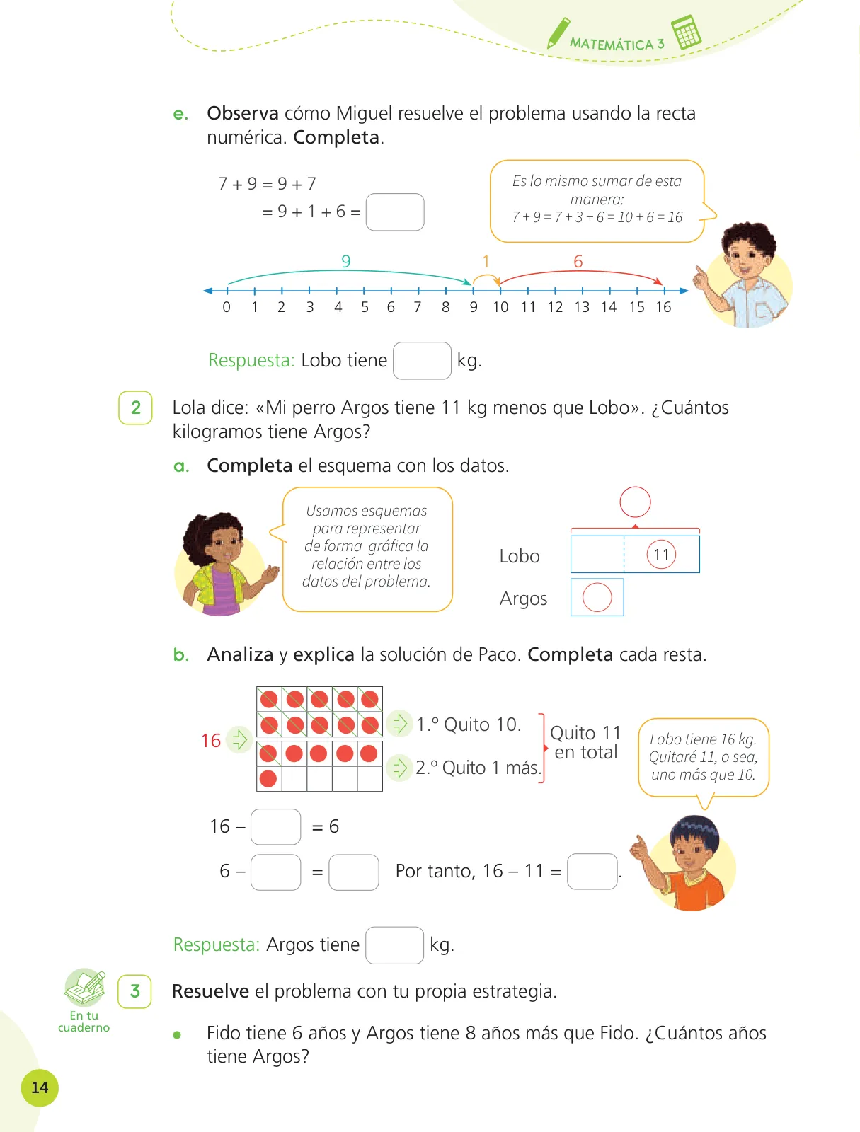 Página 16 de Cuadernillo de Matemática 3, tercer grado de Primaria · 2023