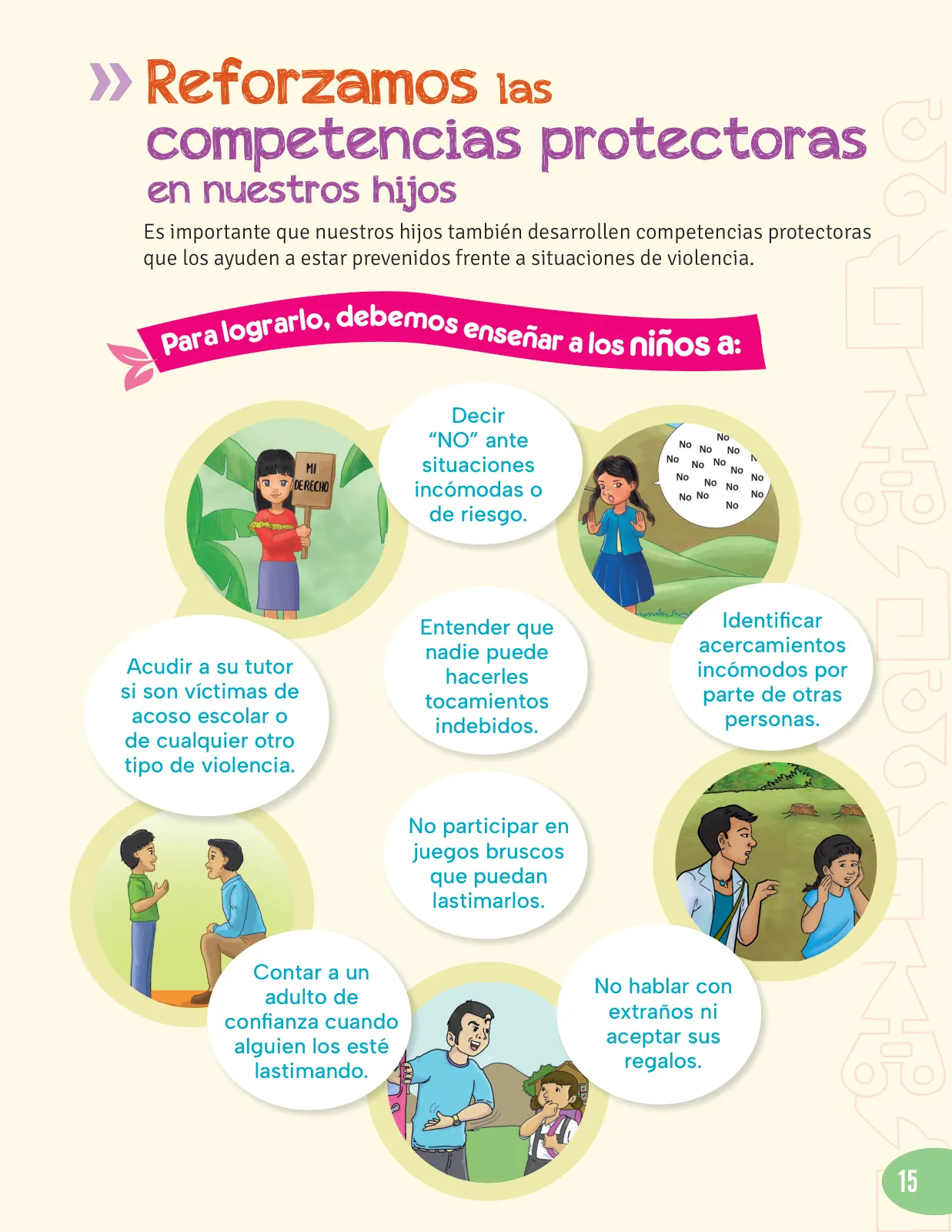 Página 17 de Cartilla de prevención y protección frente a la violencia para familias : Primaria Multigrado Monolingüe y Modelos de Servicio Educativo en el Ámbito Rural · 2024