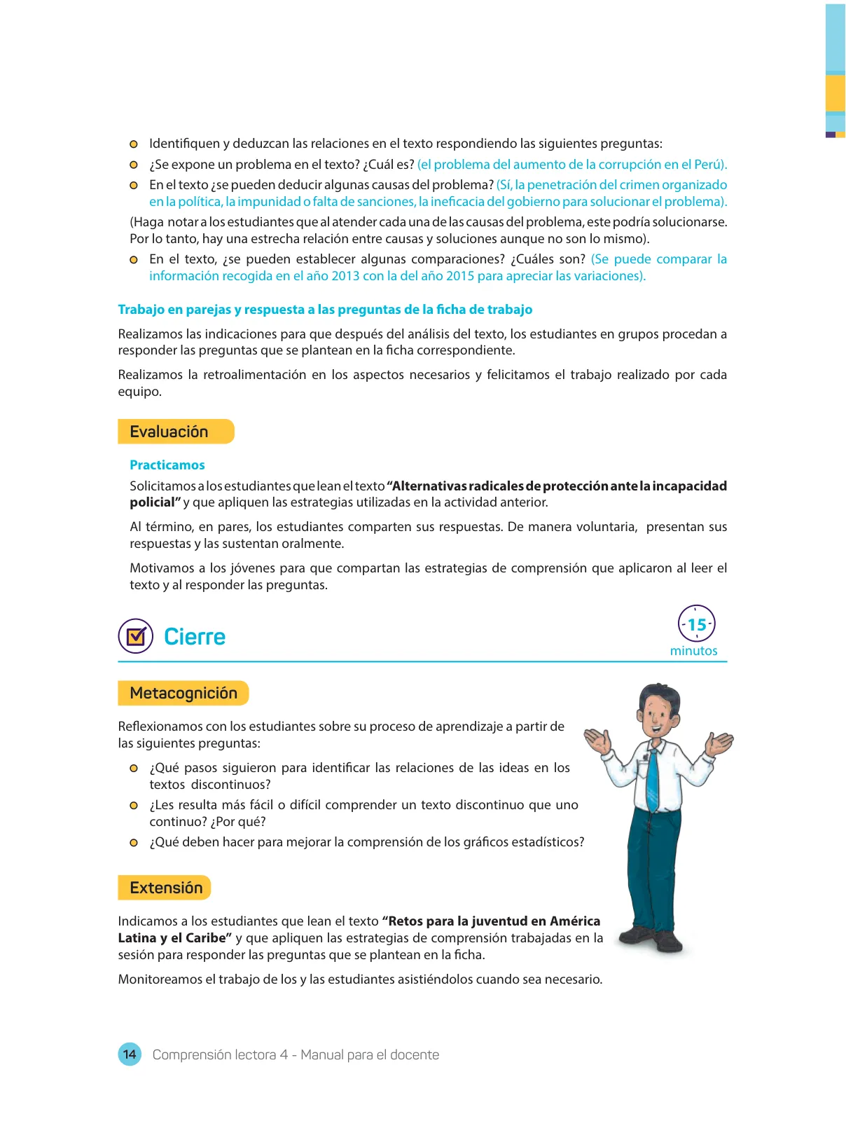 Página 16 de Comprensión lectora 4 : manual para el docente de cuarto grado de Secundaria · 2017