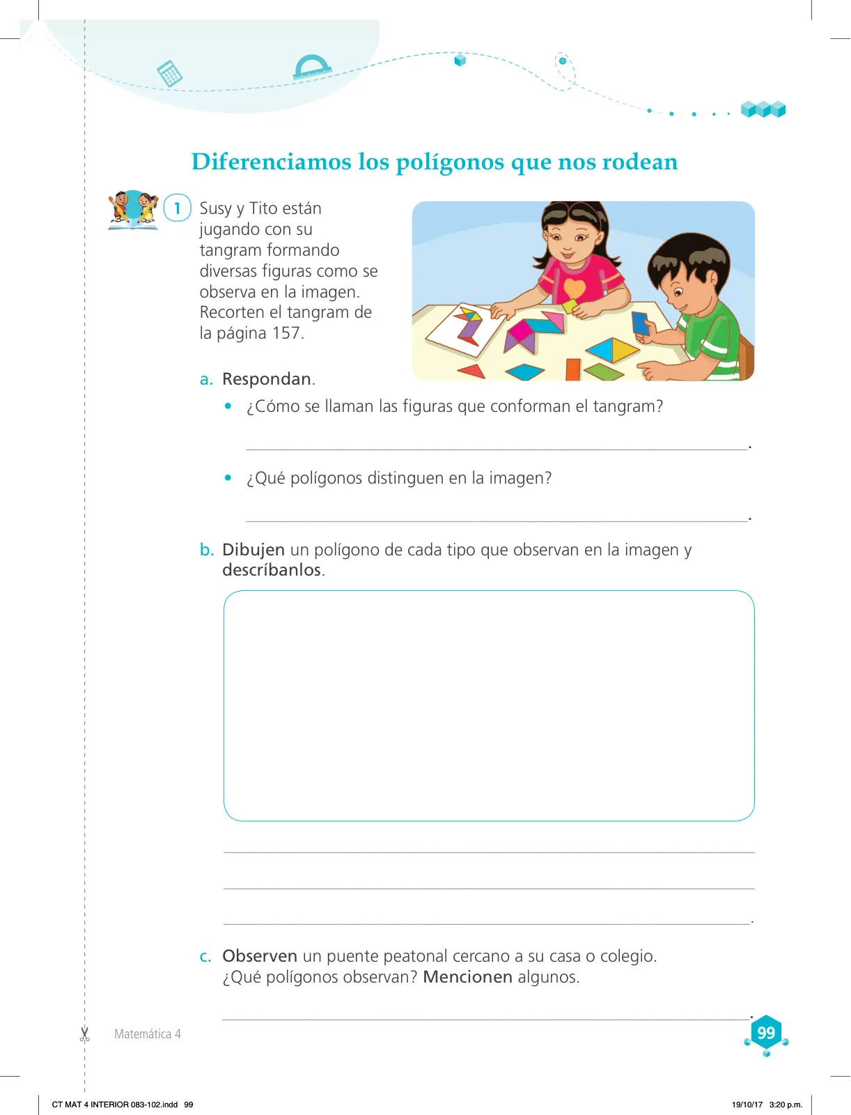 Página 99 de Matemática 4 : cuaderno de trabajo para cuarto grado de Educación Primaria 2018 · 2018