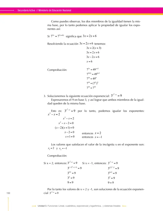 Página 150 de Matematica 9° · Secundaria Activa