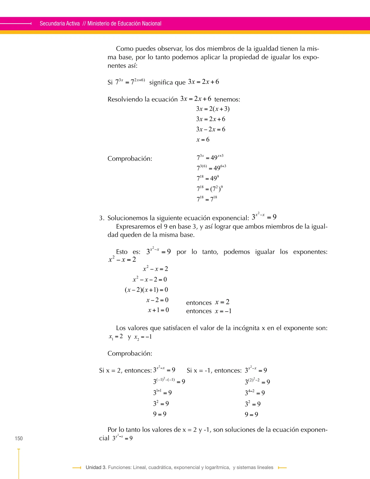 Miniatura página 150 de Matematica 9° · Secundaria Activa