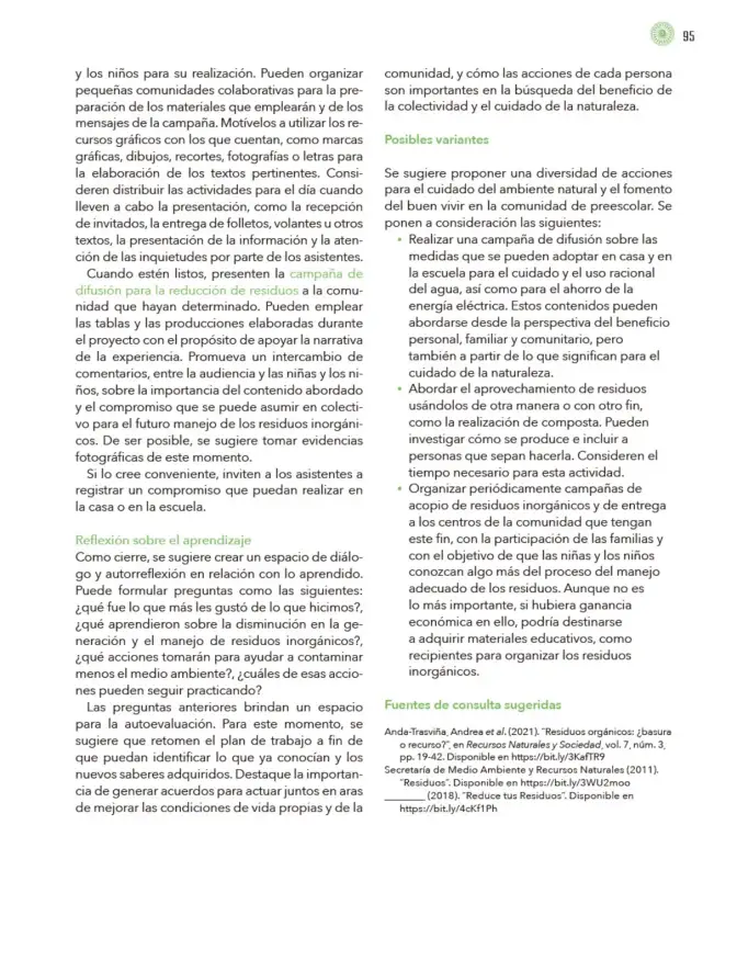 Página 96 de Modalidades de trabajo para la acción transformadora y el codiseño Libro de Educación Preescolar Grado 1°, 2°, 3° Ciclo Escolar 2025 - 2026