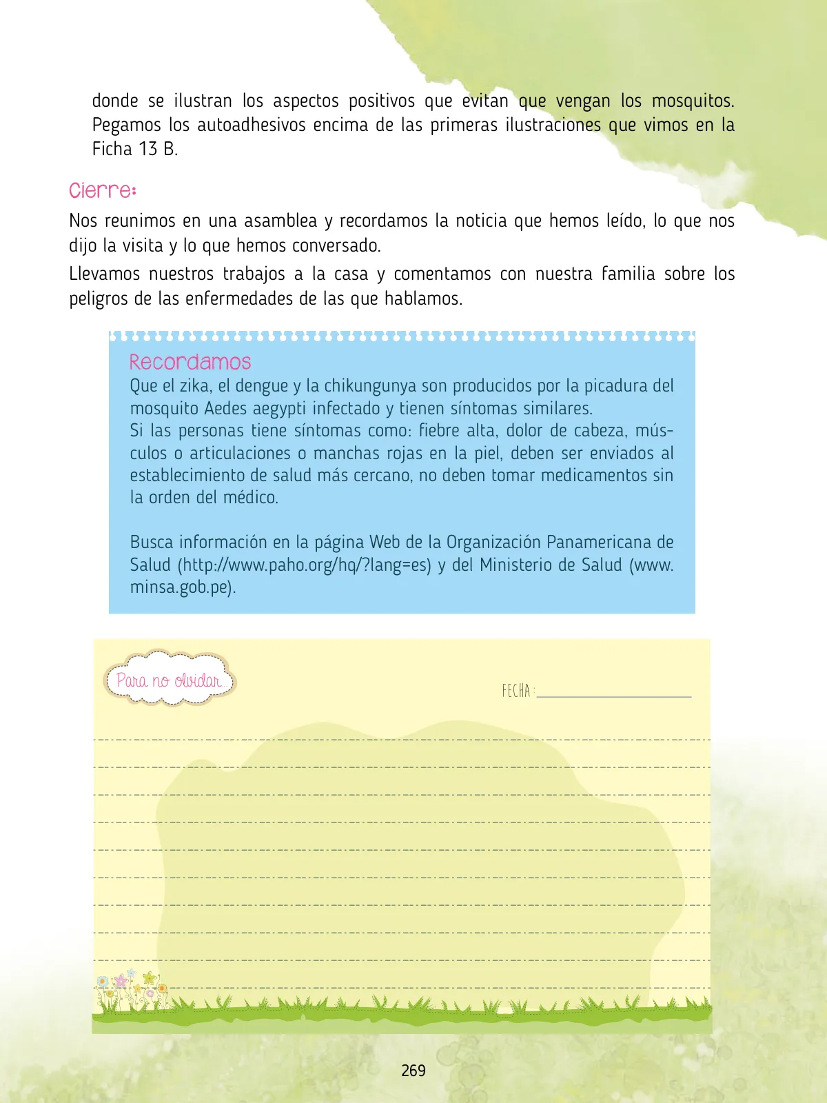 Miniatura página 271 de Agenda pedagógica 2017-2018 para docentes de II Ciclo de Instituciones de nivel de Educación Inicial · 2017