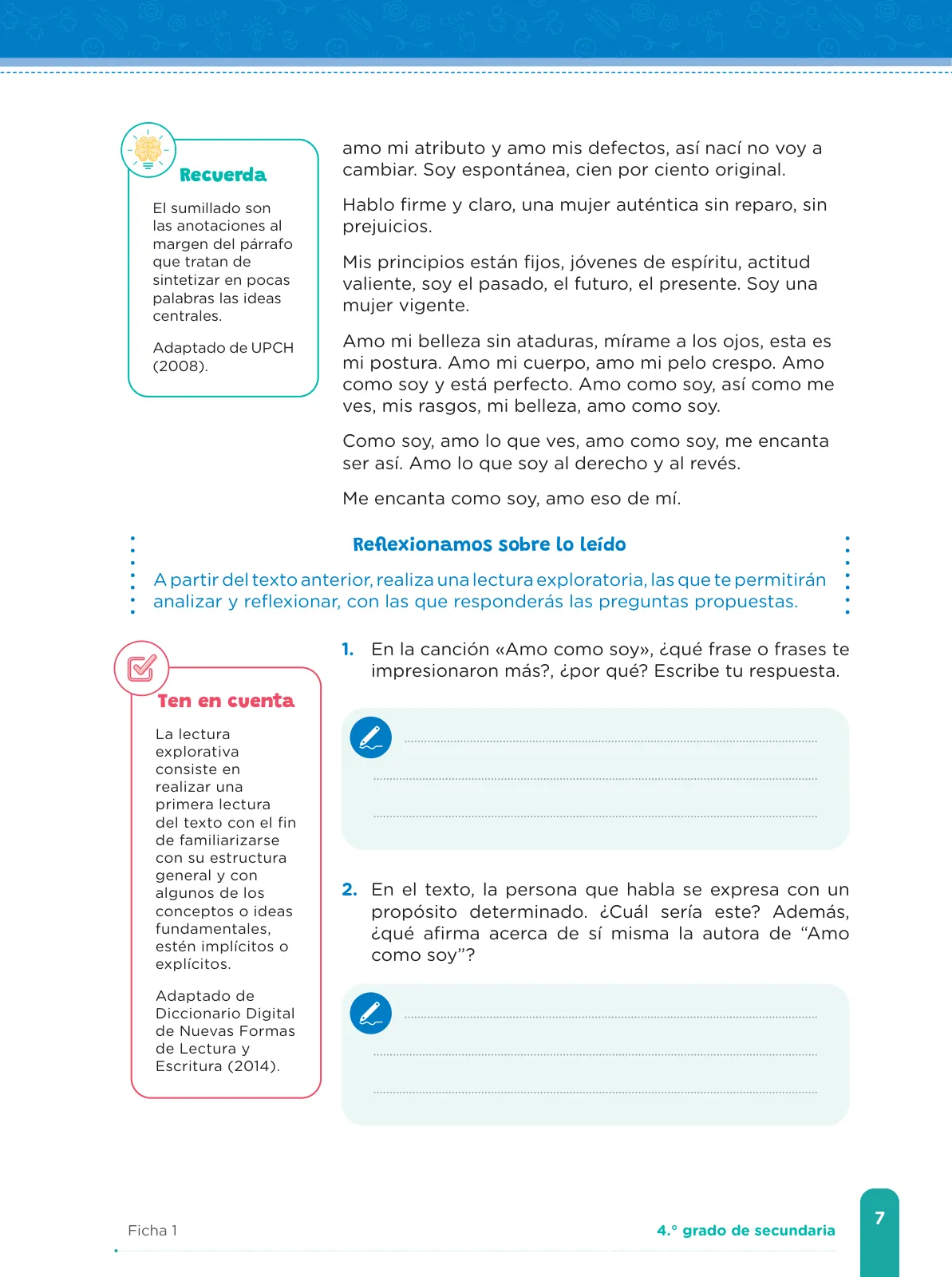 Miniatura página 9 de Fichas de aprendizaje de Comunicación 4 · 2024
