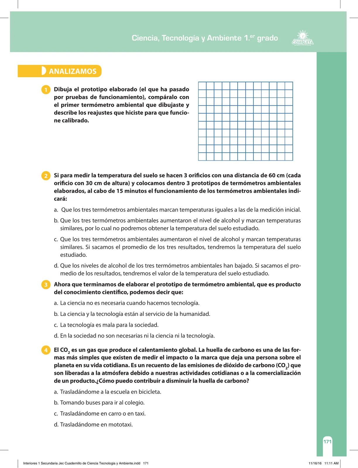 Miniatura página 171 de Ciencia, Tecnología y Ambiente 1. Cuaderno de reforzamiento pedagógico - JEC · 2016