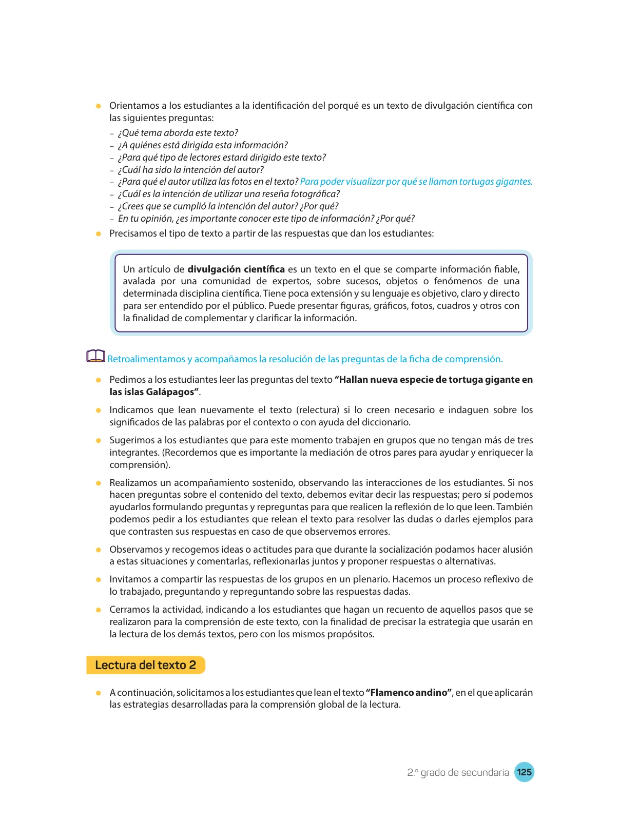 Página 127 de Comprensión lectora : manual para el docente de segundo grado de Secundaria 2018 · 2018