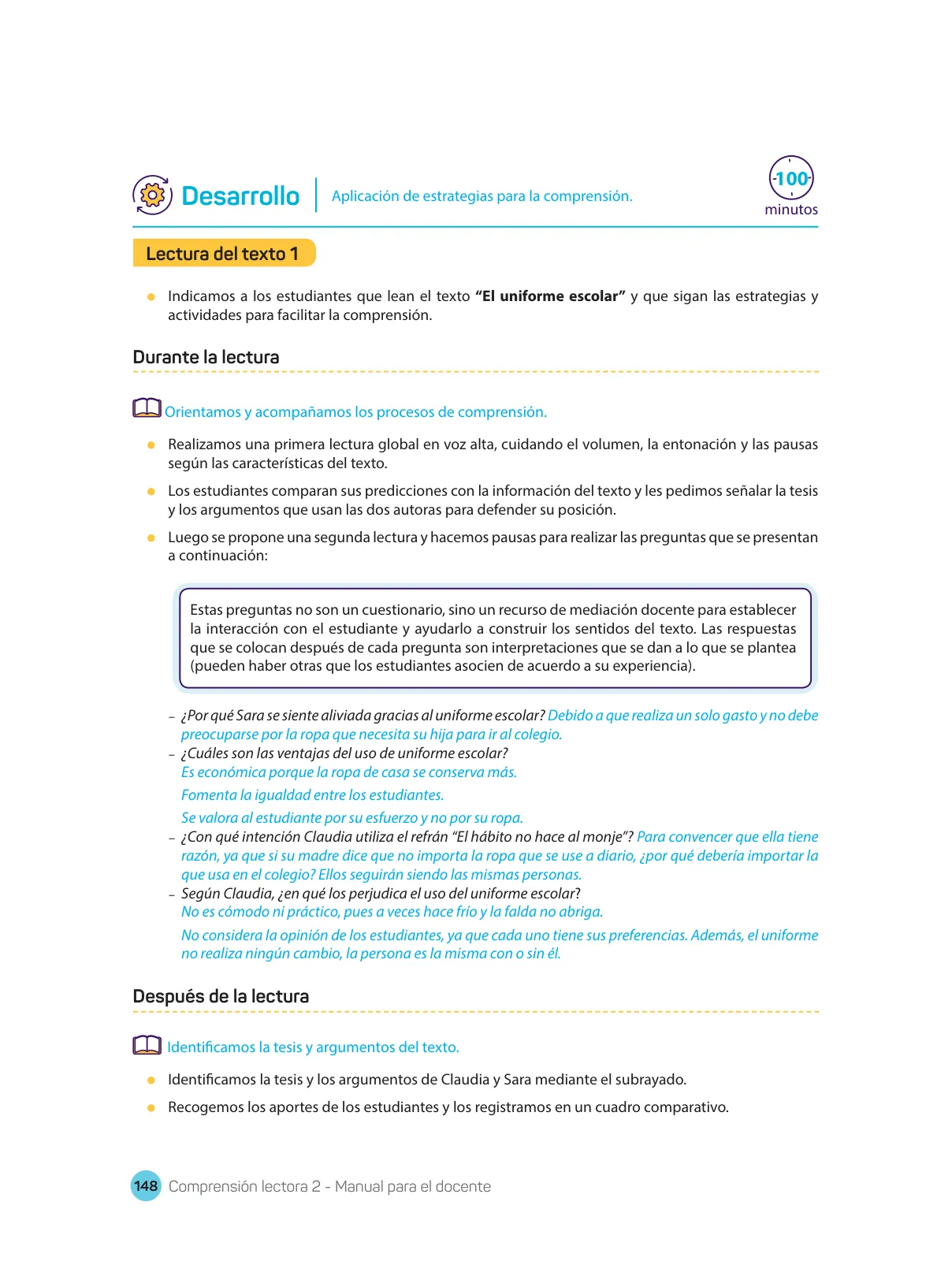 Miniatura página 150 de Comprensión lectora : manual para el docente de segundo grado de Secundaria 2018 · 2018