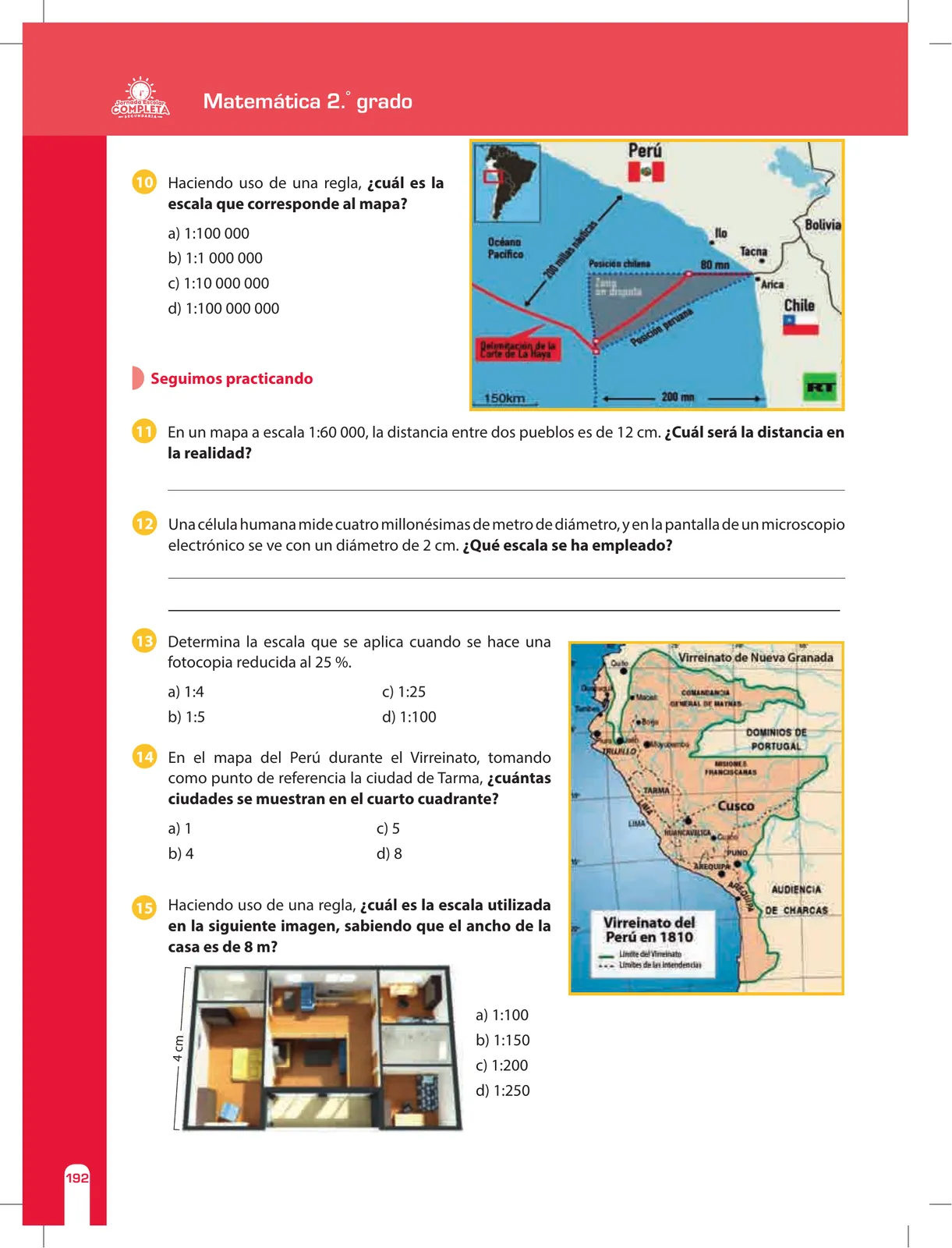 Página 192 de Matemática 2 : cuaderno de reforzamiento pedagógico - JEC · 2016