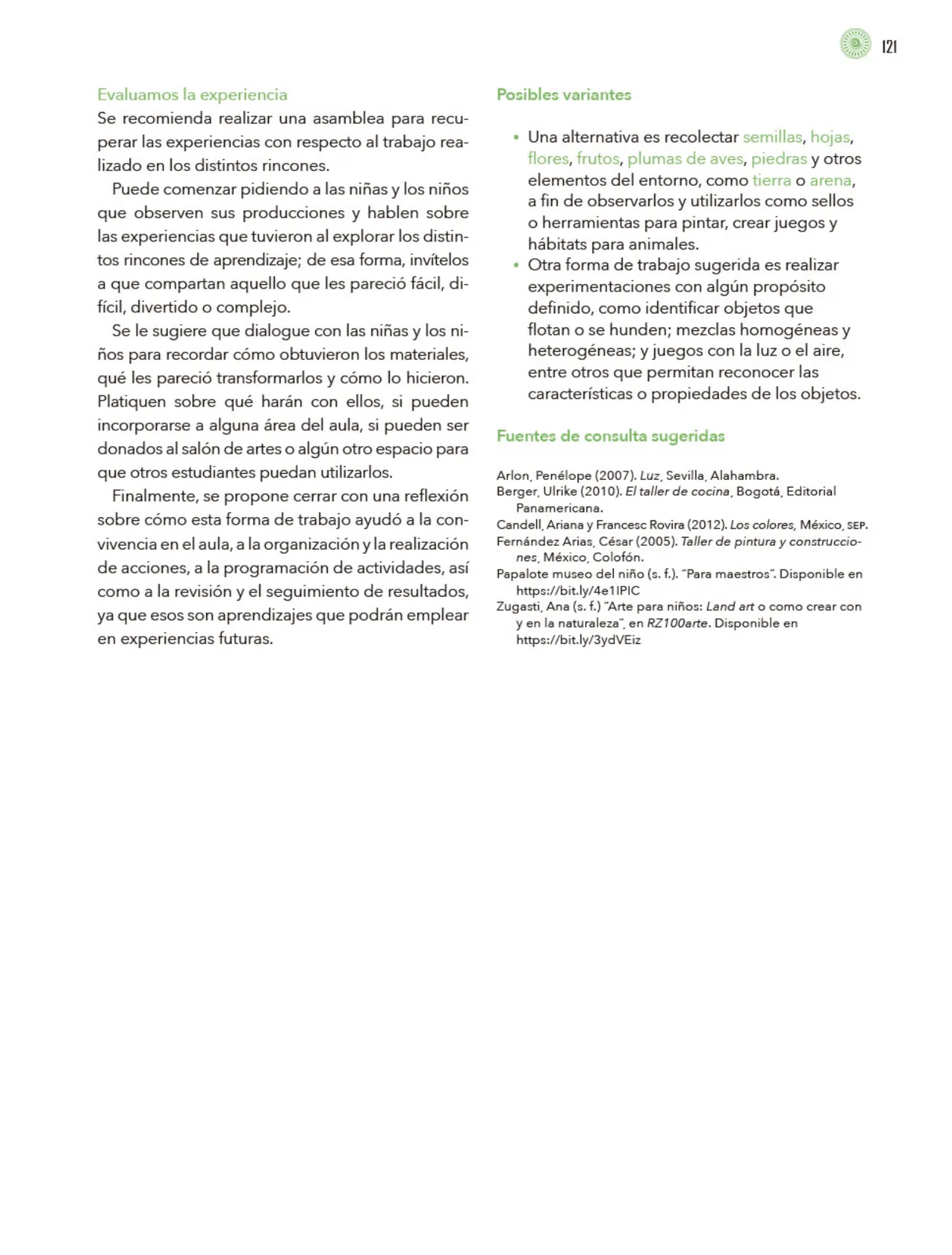 Miniatura página 122 de Modalidades de trabajo para la acción transformadora y el codiseño  Libro de Educación Preescolar Grado 1°, 2°, 3°  Ciclo Escolar 2025 - 2026