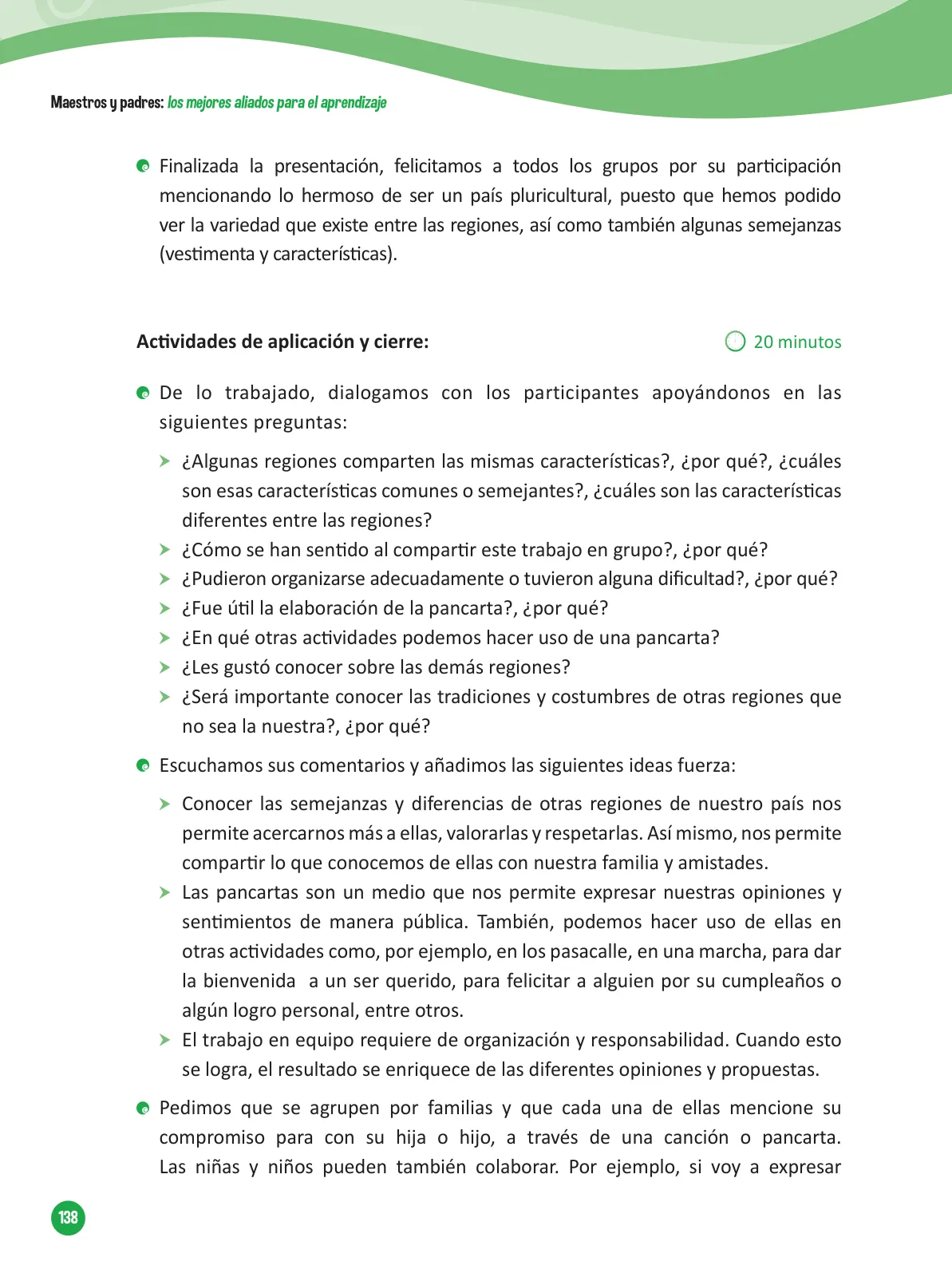 Miniatura página 140 de Guía para el trabajo docente con las familias del ciclo V de Primaria · 2016