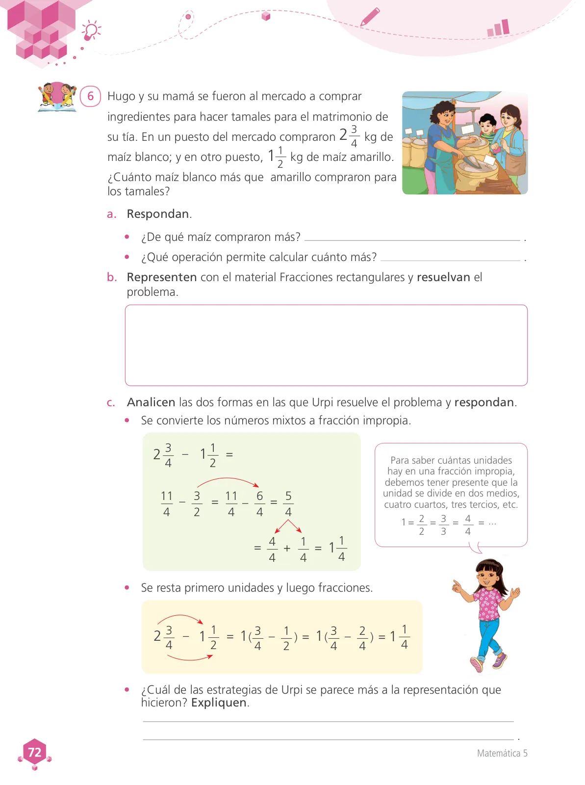 Página 73 de Matemática 5 : cuaderno de trabajo para quinto grado de Educación Primaria 2018 · 2018