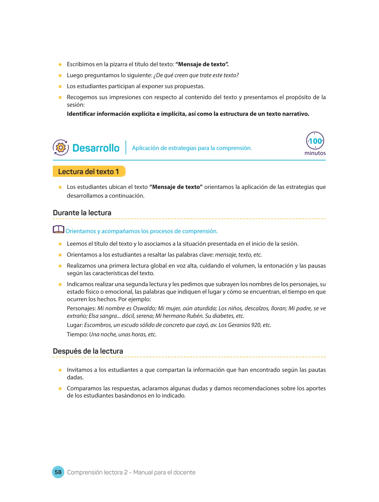Miniatura página 60 de Comprensión lectora : manual para el docente de segundo grado de Secundaria 2018 · 2018