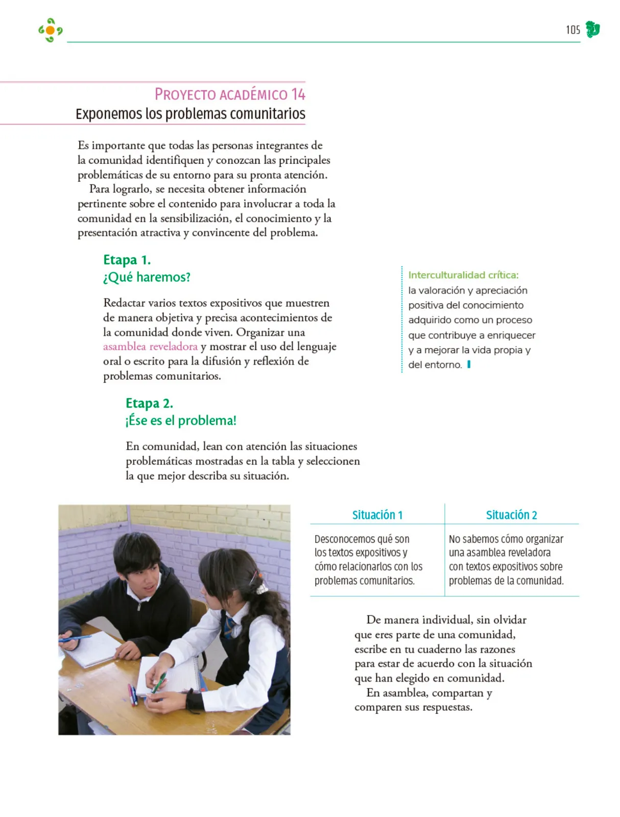Página 106 de Colección Ximhai. Nuestro libro de Proyectos. Tomo I. Libro de Educación Telesecundaria Grado 1° Ciclo Escolar 2025 - 2026
