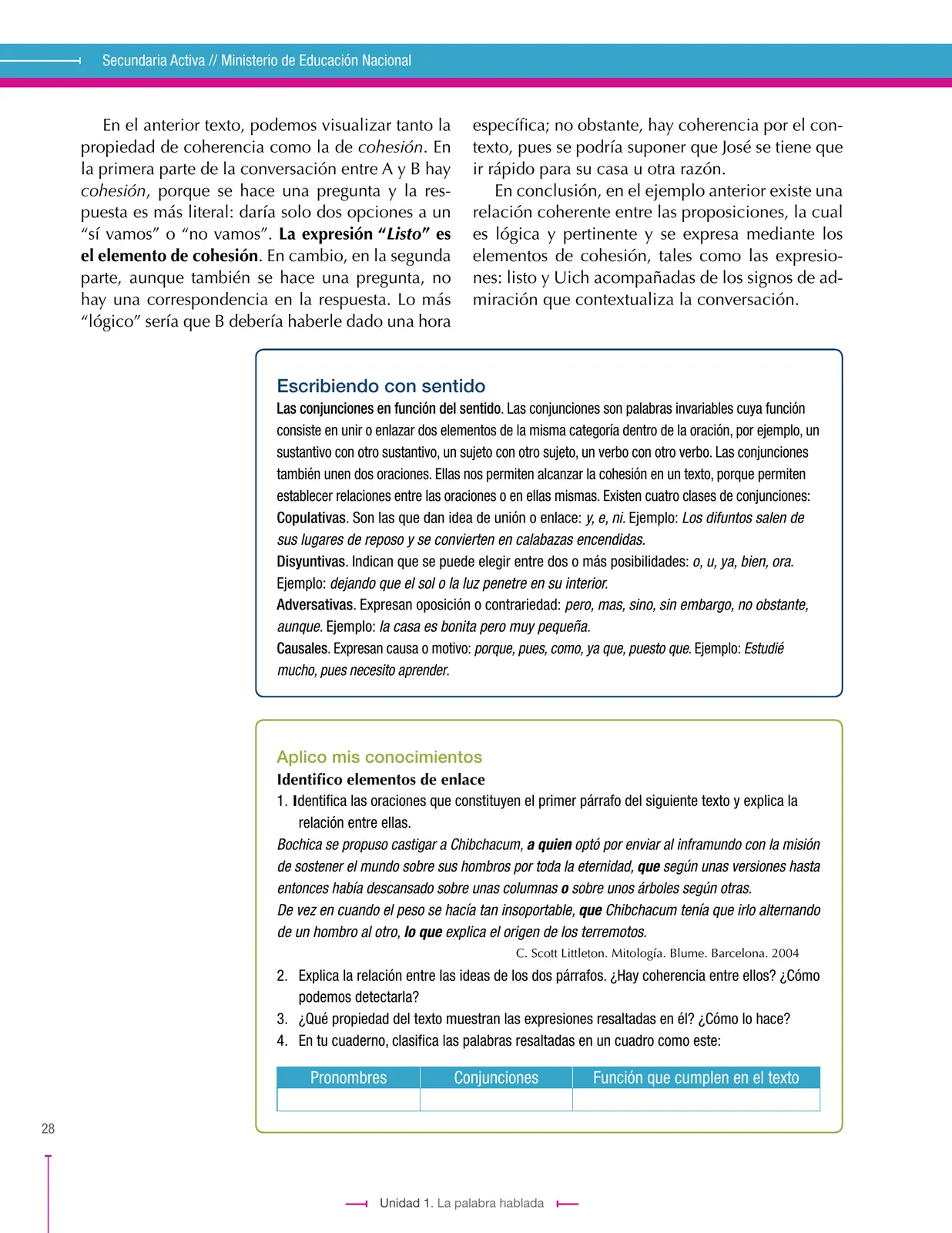Página 28 de Lenguaje 8° · Secundaria Activa