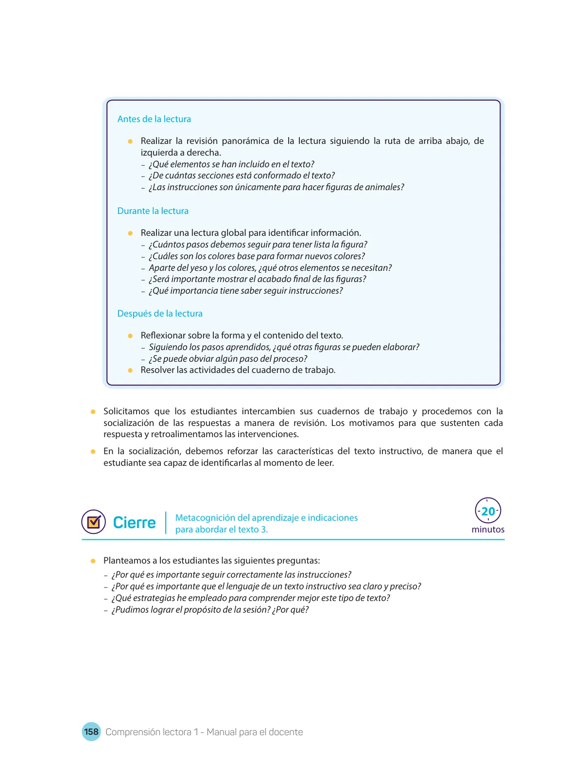 Página 160 de Comprensión lectora : manual para el docente de primer grado de Secundaria 2018 · 2018