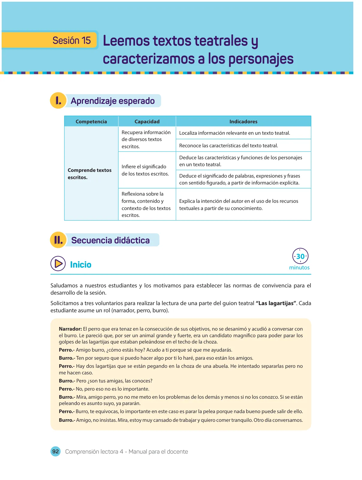 Miniatura página 94 de Comprensión lectora 4 : manual para el docente de cuarto grado de Secundaria · 2017