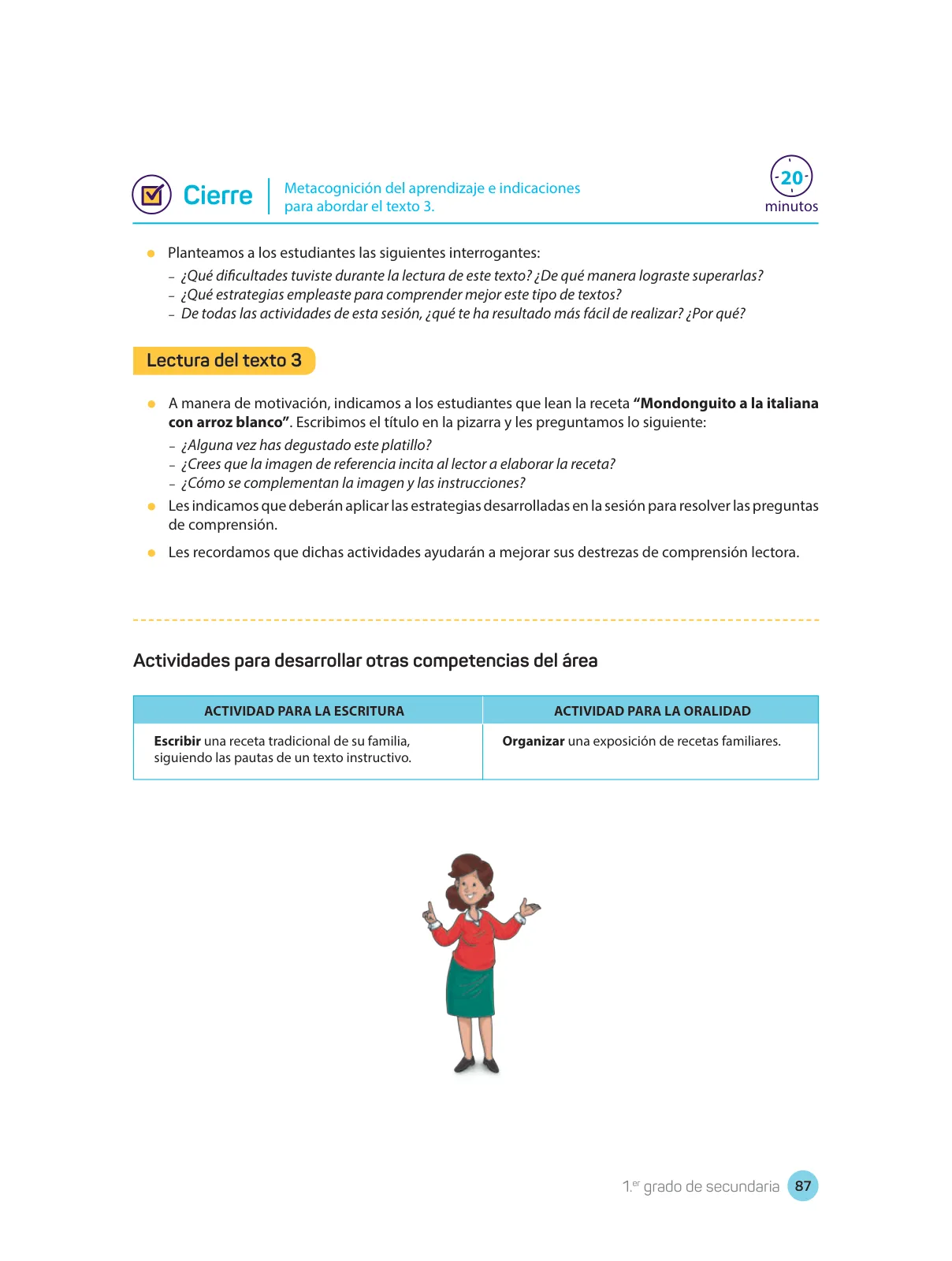 Miniatura página 89 de Comprensión lectora : manual para el docente de primer grado de Secundaria 2018 · 2018