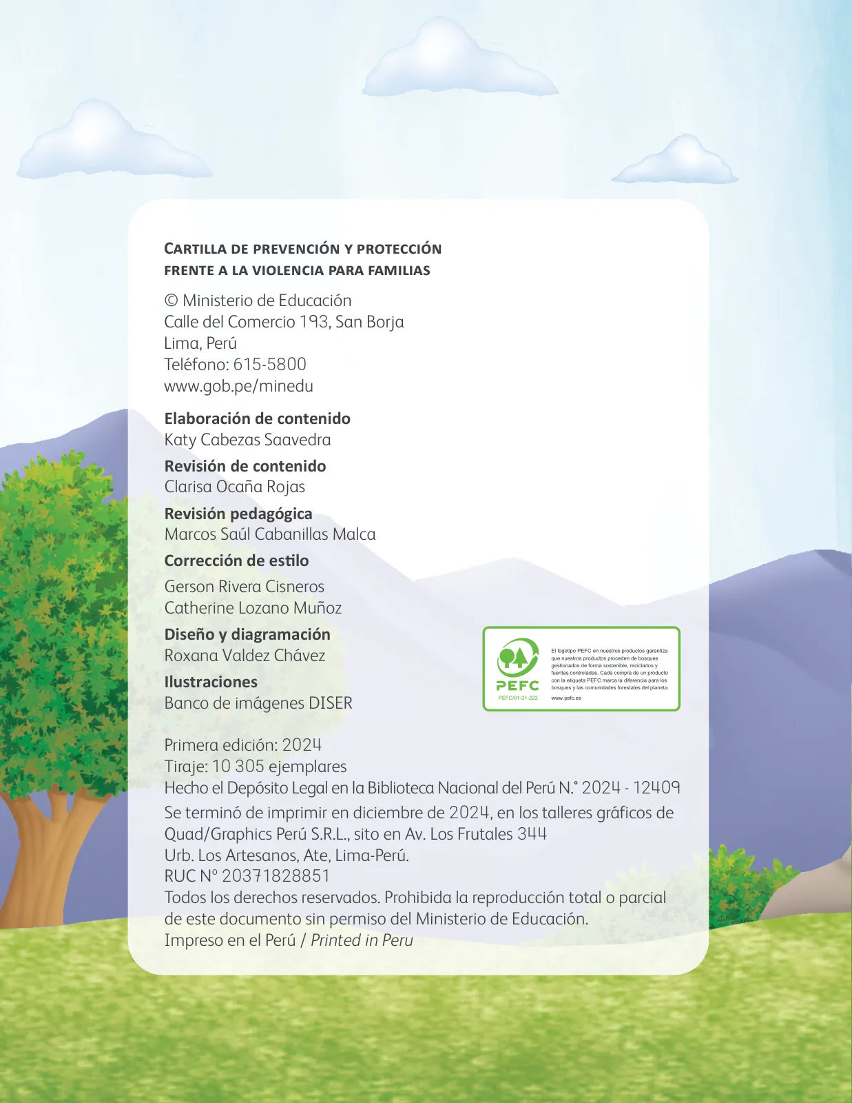 Página 2 de Cartilla de prevención y protección frente a la violencia para familias : Primaria Multigrado Monolingüe y Modelos de Servicio Educativo en el Ámbito Rural · 2024