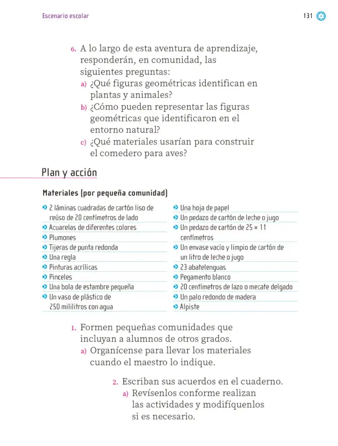 Página 132 de Proyectos Escolares. Libro de Educación Primaria Grado 1° Ciclo Escolar 2025 - 2026