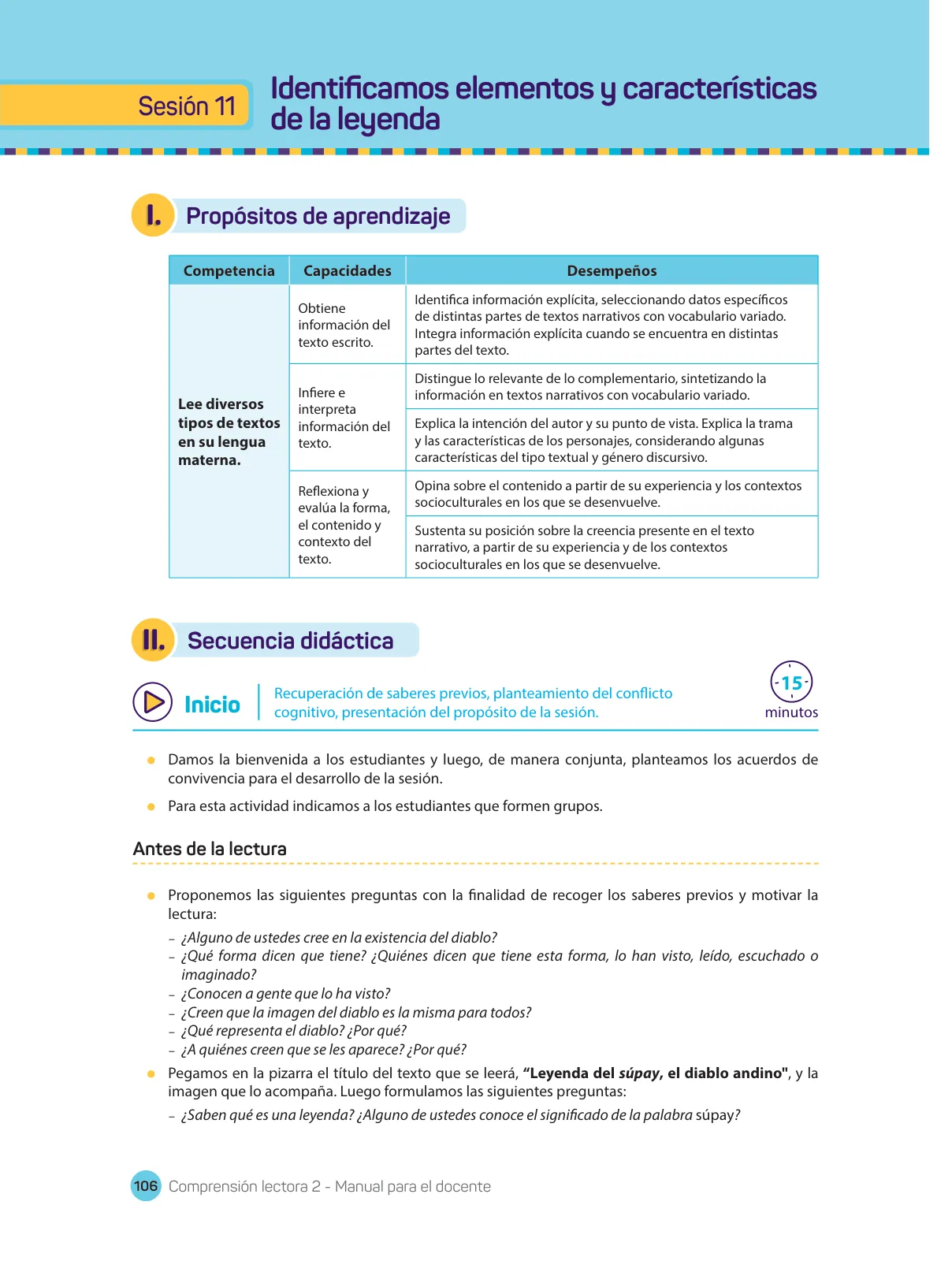 Miniatura página 108 de Comprensión lectora : manual para el docente de segundo grado de Secundaria 2018 · 2018