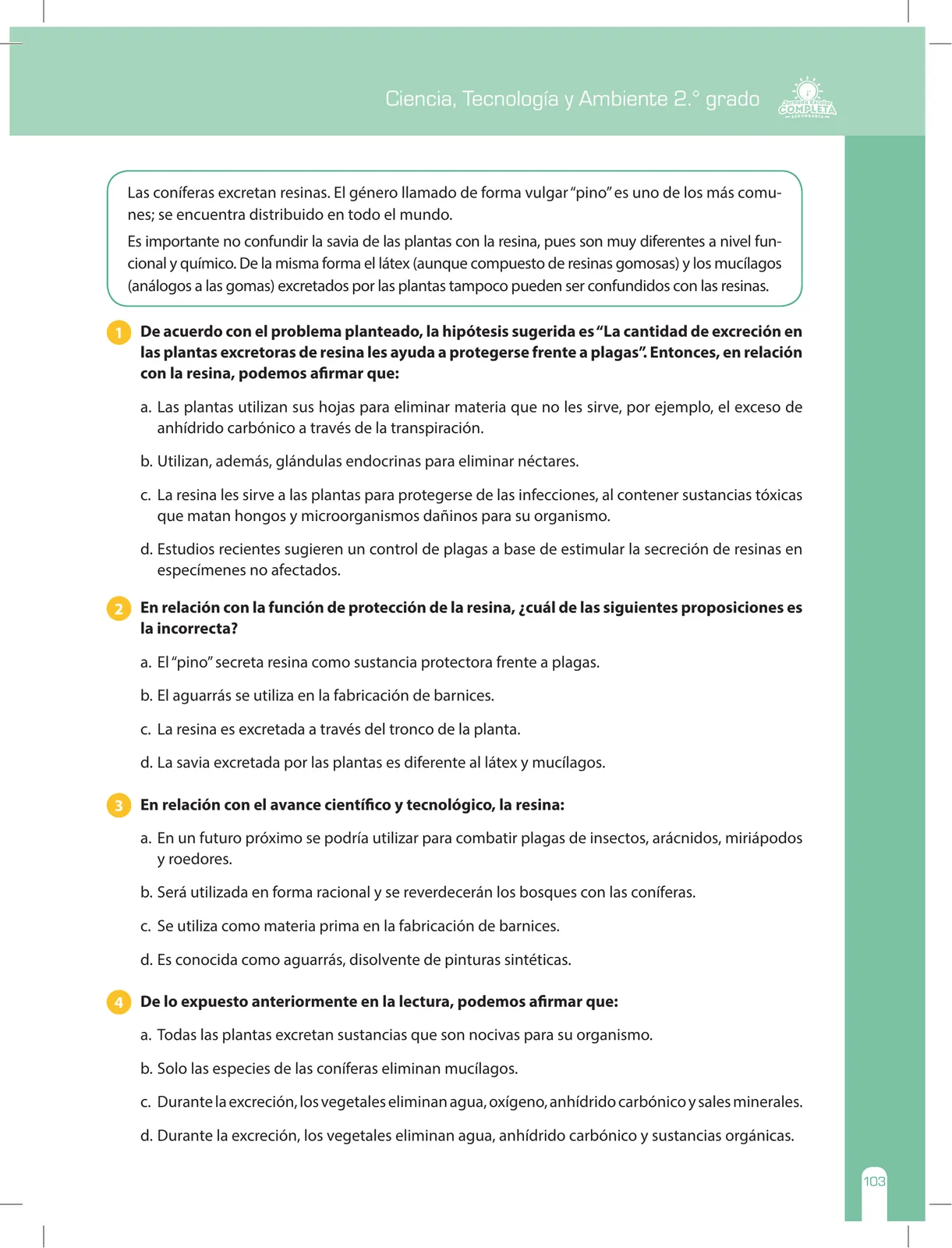 Miniatura página 103 de Ciencia, Tecnología y Ambiente 2 : cuaderno de reforzamiento pedagógico - JEC · 2016