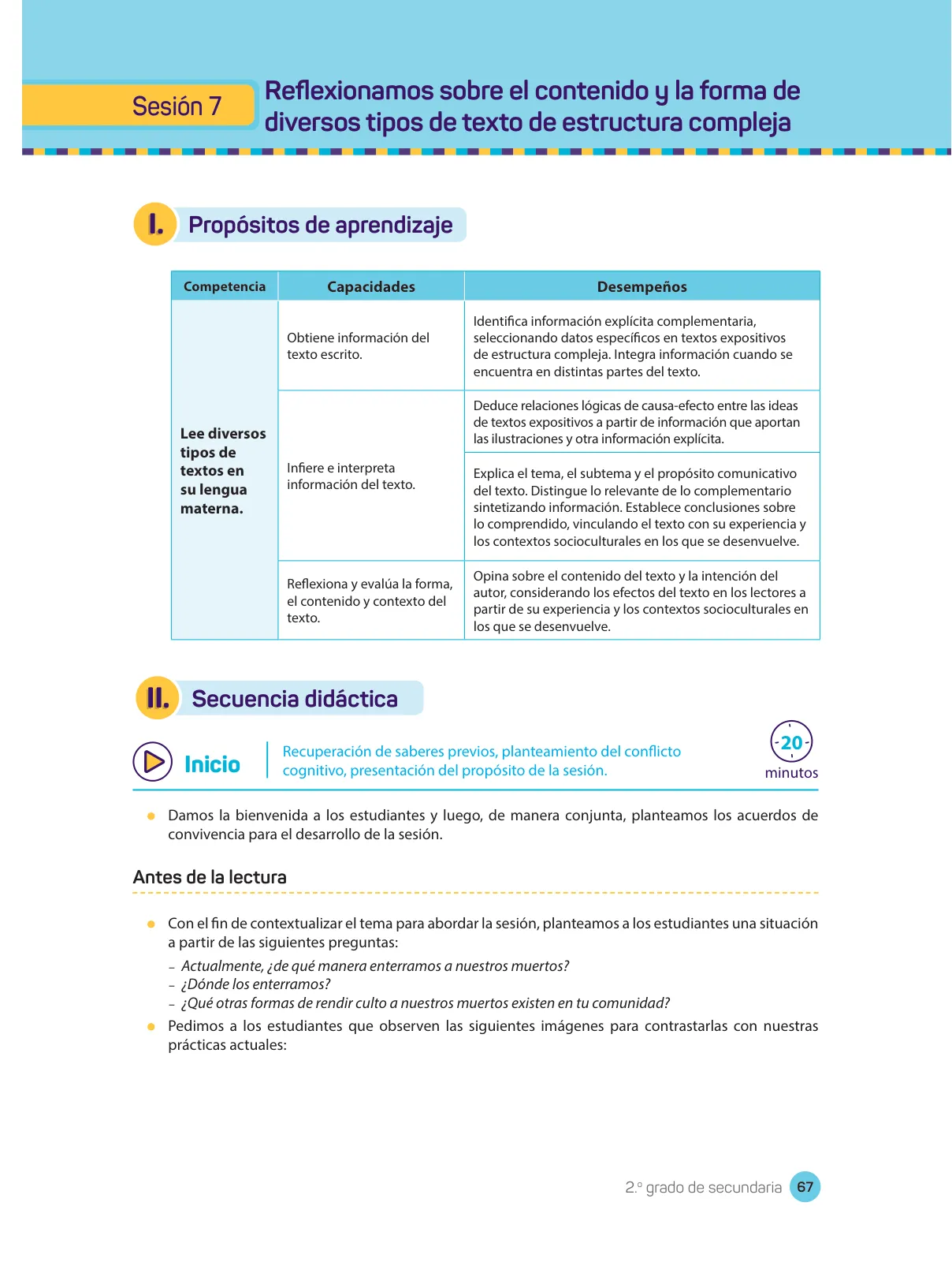 Miniatura página 69 de Comprensión lectora : manual para el docente de segundo grado de Secundaria 2018 · 2018