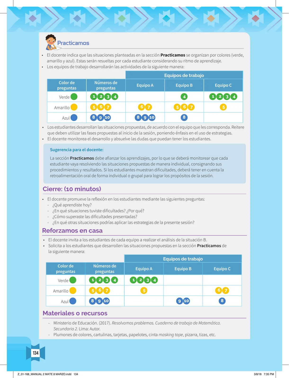 Página 136 de Resolvamos problemas 2 : manual para el docente 2018 · 2018