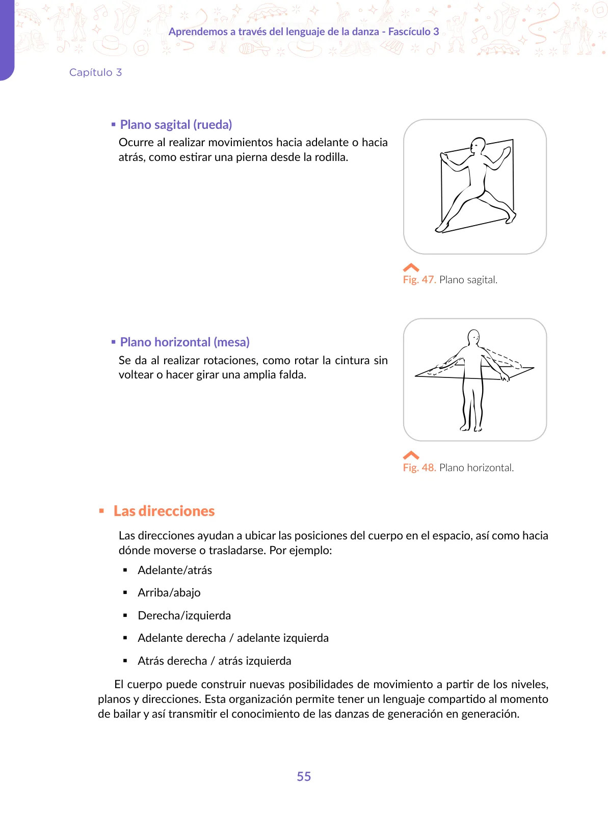 Página 55 de Aprendemos a través del lenguaje de la danza Fascículo 3 para estudiantes de Educación Secundaria · 2024