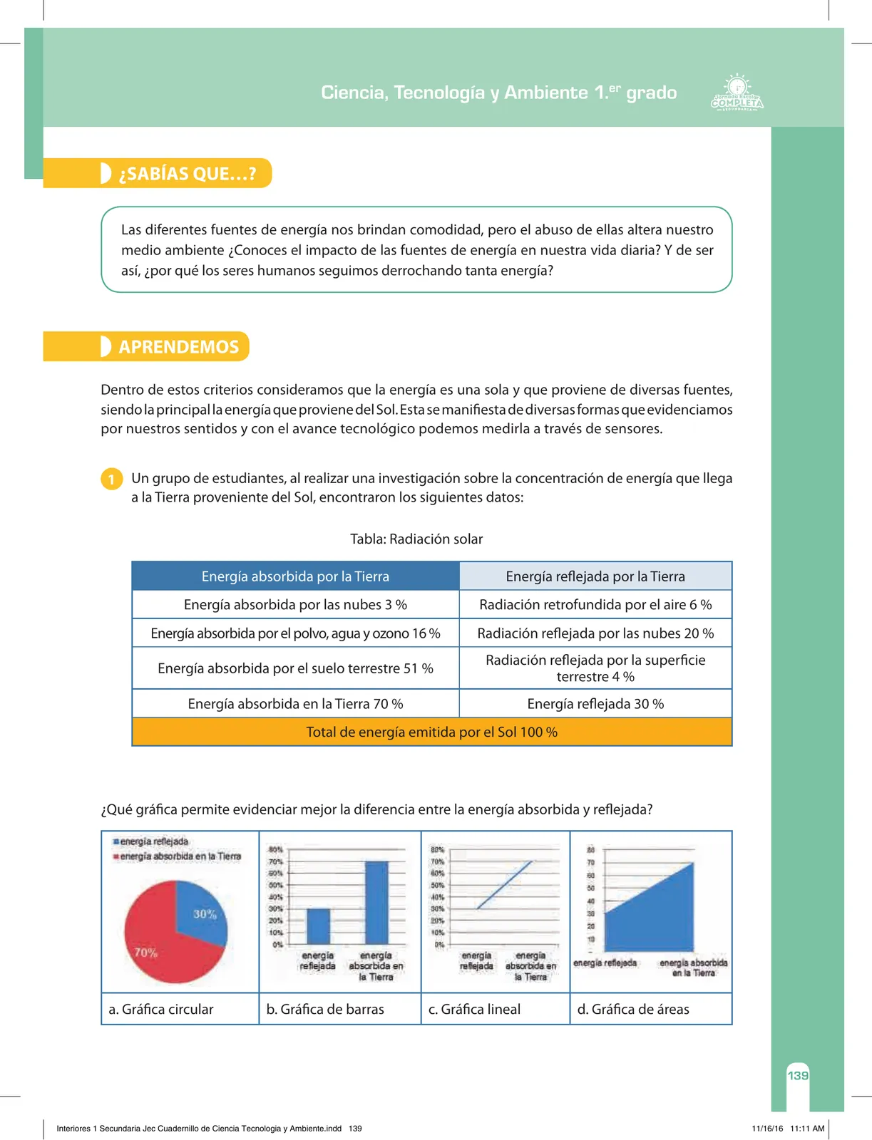 Página 139 de Ciencia, Tecnología y Ambiente 1. Cuaderno de reforzamiento pedagógico - JEC · 2016