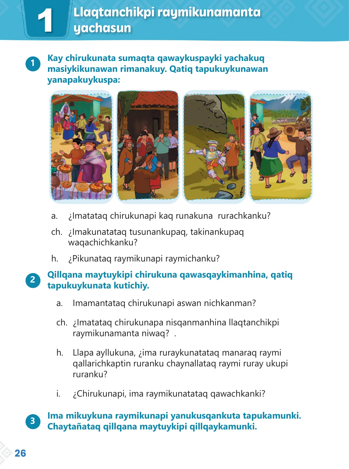 Miniatura página 28 de Ñawinchana Maytu 3 Quechua - Chanka. Texto de Comunicación del 3 ° Primaria - Quechua Chanka · 2023