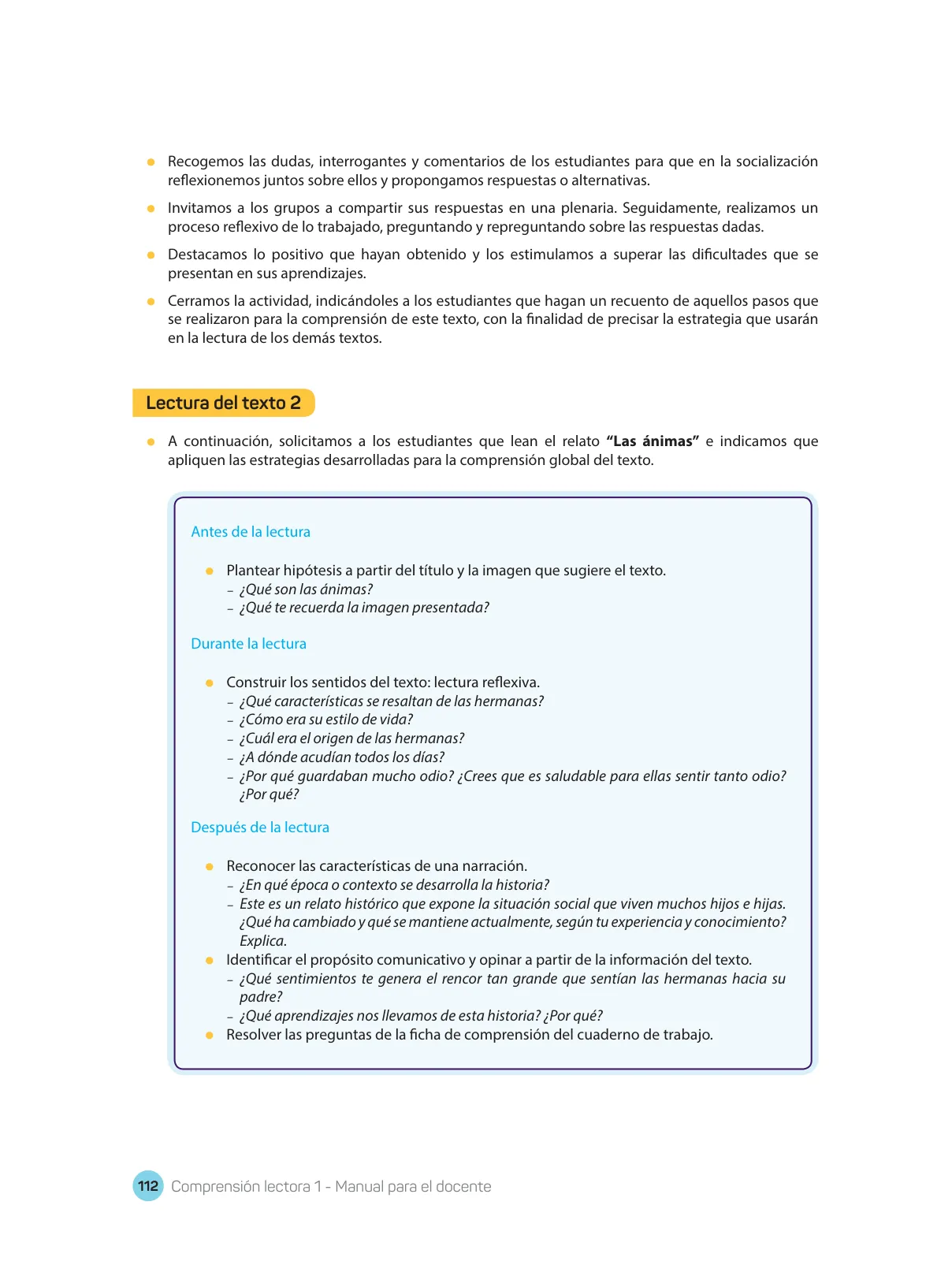 Página 114 de Comprensión lectora : manual para el docente de primer grado de Secundaria 2018 · 2018