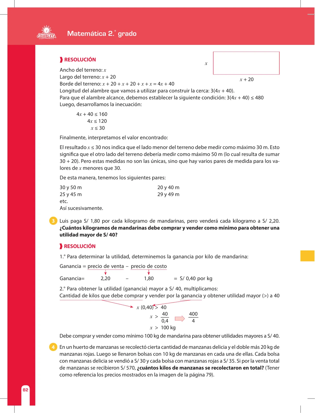 Miniatura página 82 de Matemática 2 : cuaderno de reforzamiento pedagógico - JEC · 2016