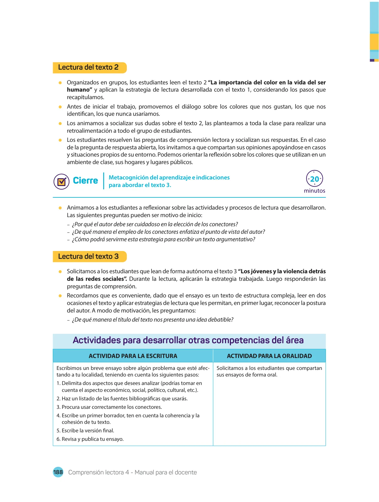 Miniatura página 190 de Comprensión lectora : manual para el docente de cuarto grado de Secundaria 2018 · 2018