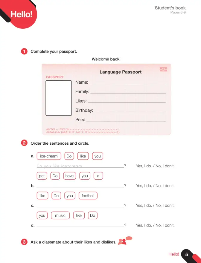 Página 7 de Inglés – Quinto Básico | Cuaderno de Actividades MINEDUC – Descargar PDF · 2023