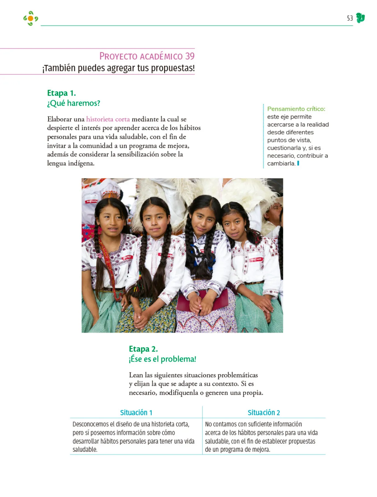 Miniatura página 54 de Colección Ximhai. Nuestro libro de Proyectos.  Tomo III.  Libro de Educación Telesecundaria Grado 1°  Ciclo Escolar 2025 - 2026