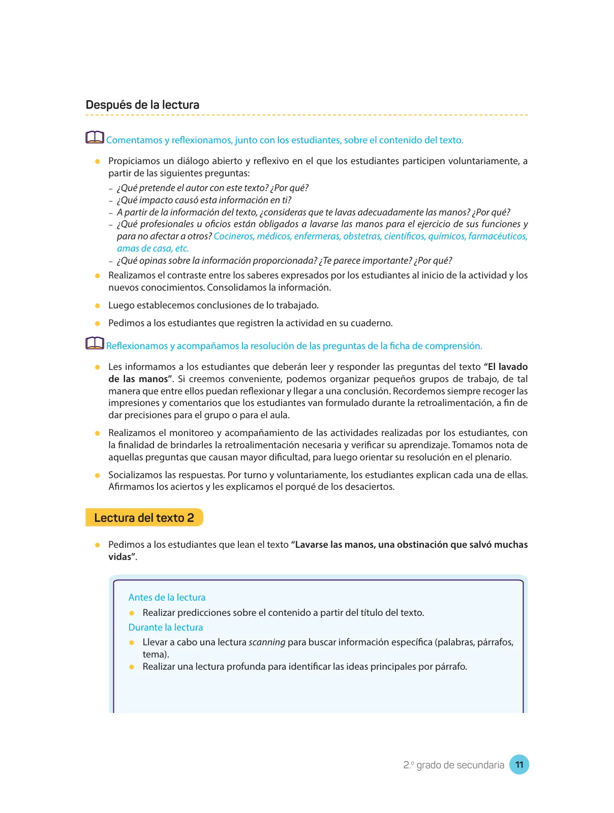 Página 13 de Comprensión lectora : manual para el docente de segundo grado de Secundaria 2018 · 2018