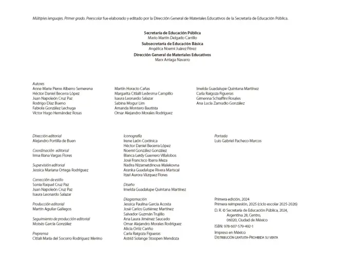 Página 3 de Múltiples lenguajes. Libro de Educación Preescolar Grado 1° Ciclo Escolar 2025 - 2026