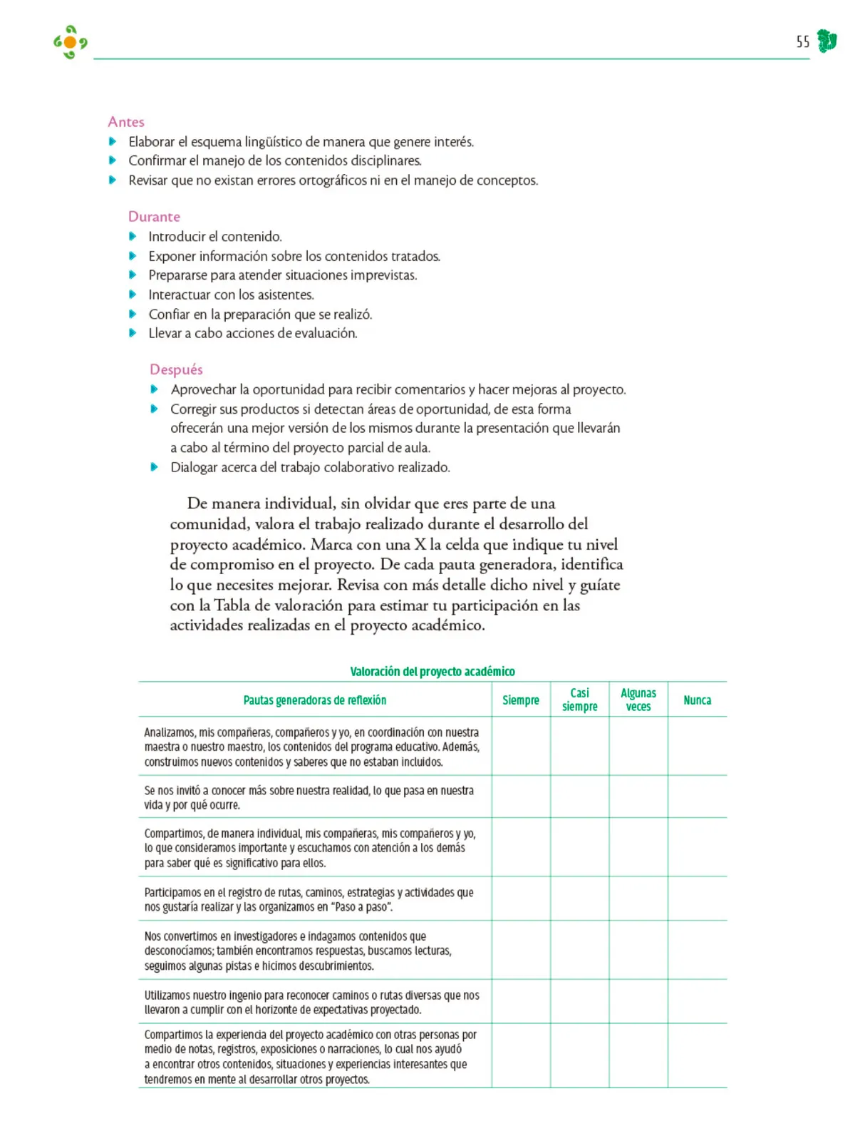 Miniatura página 56 de Colección Ximhai. Nuestro libro de Proyectos. Tomo I.   Libro de Educación Telesecundaria Grado 1°  Ciclo Escolar 2025 - 2026