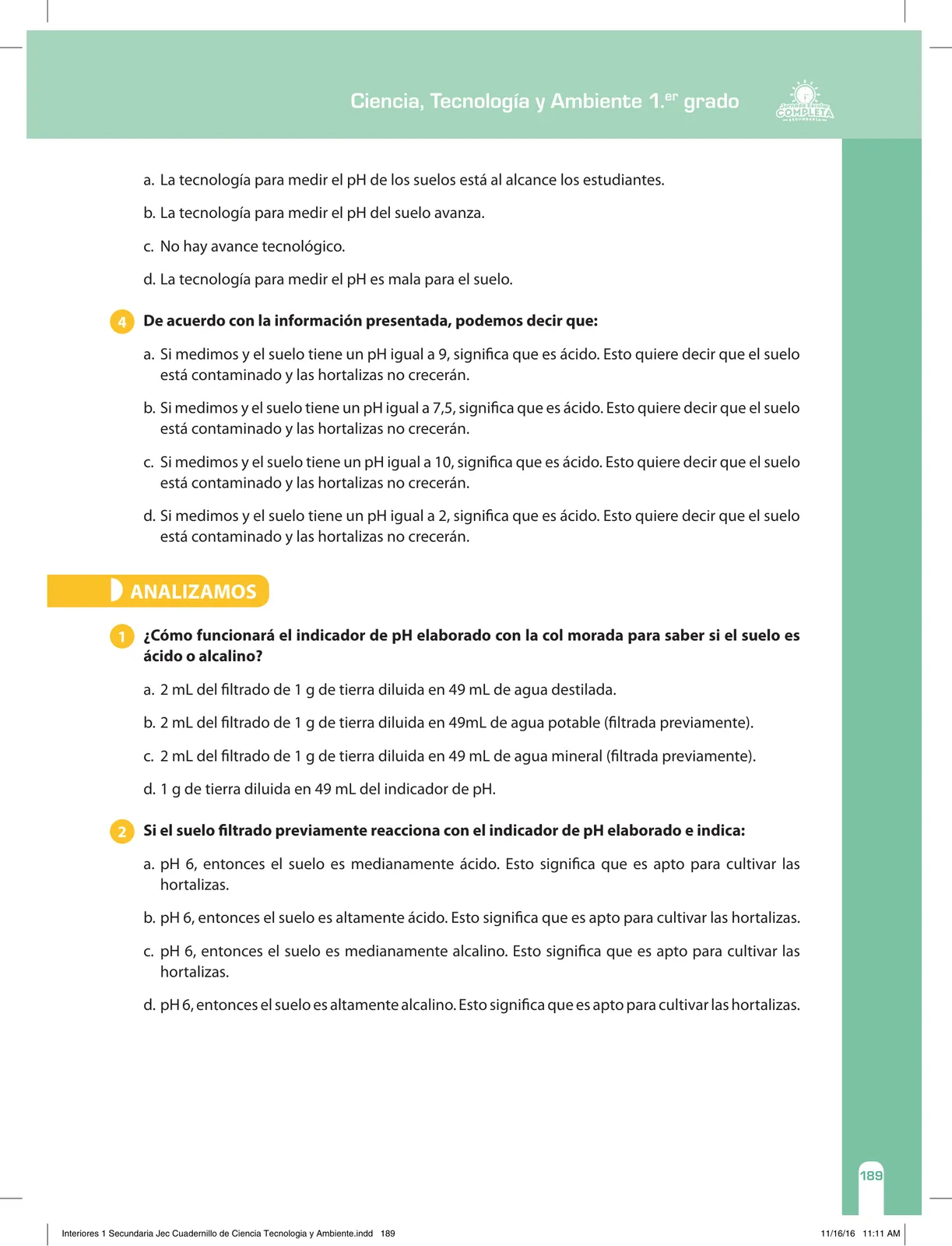 Página 189 de Ciencia, Tecnología y Ambiente 1. Cuaderno de reforzamiento pedagógico - JEC · 2016