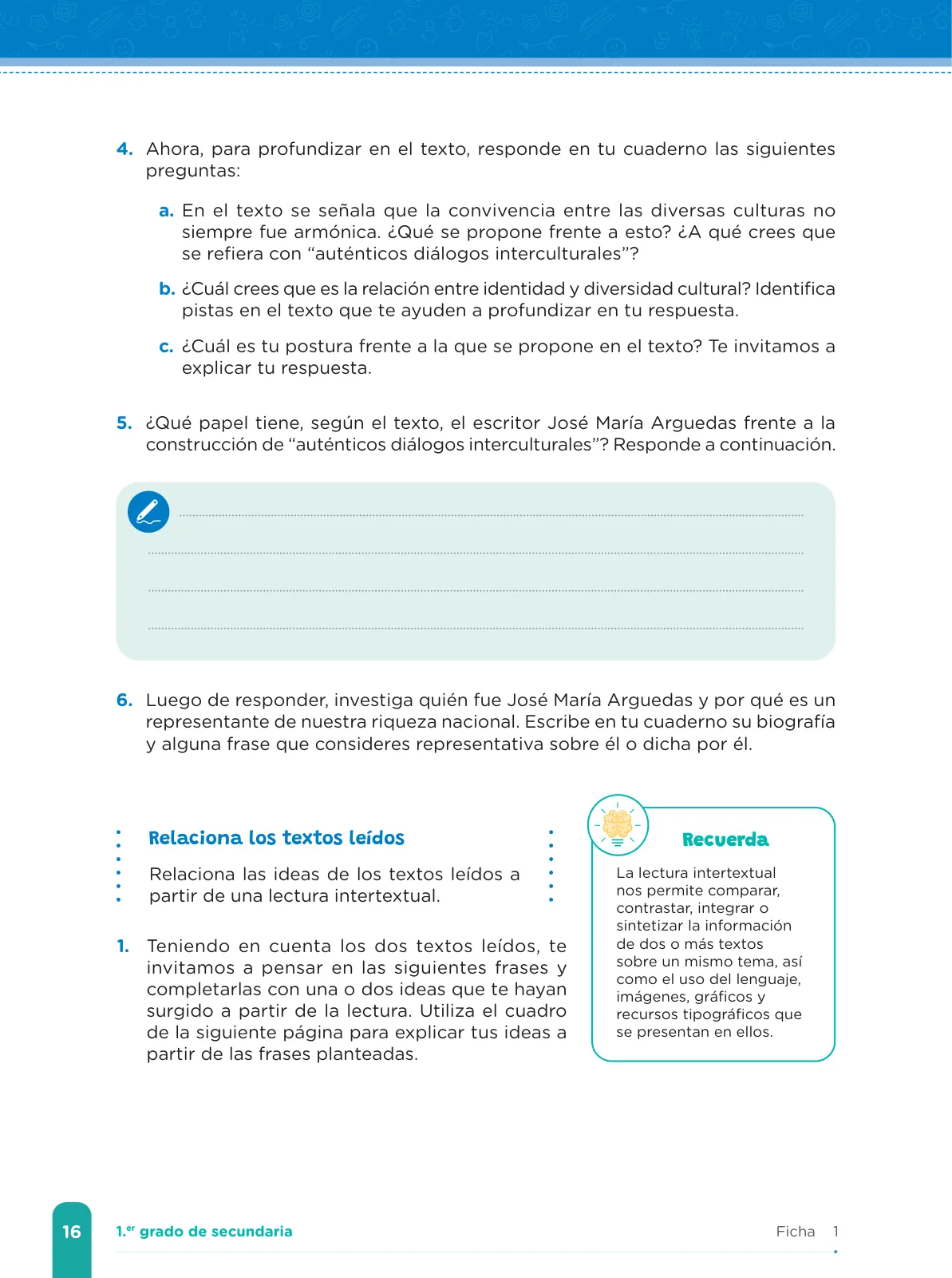 Página 18 de Fichas de aprendizaje de Comunicación 1 · 2024
